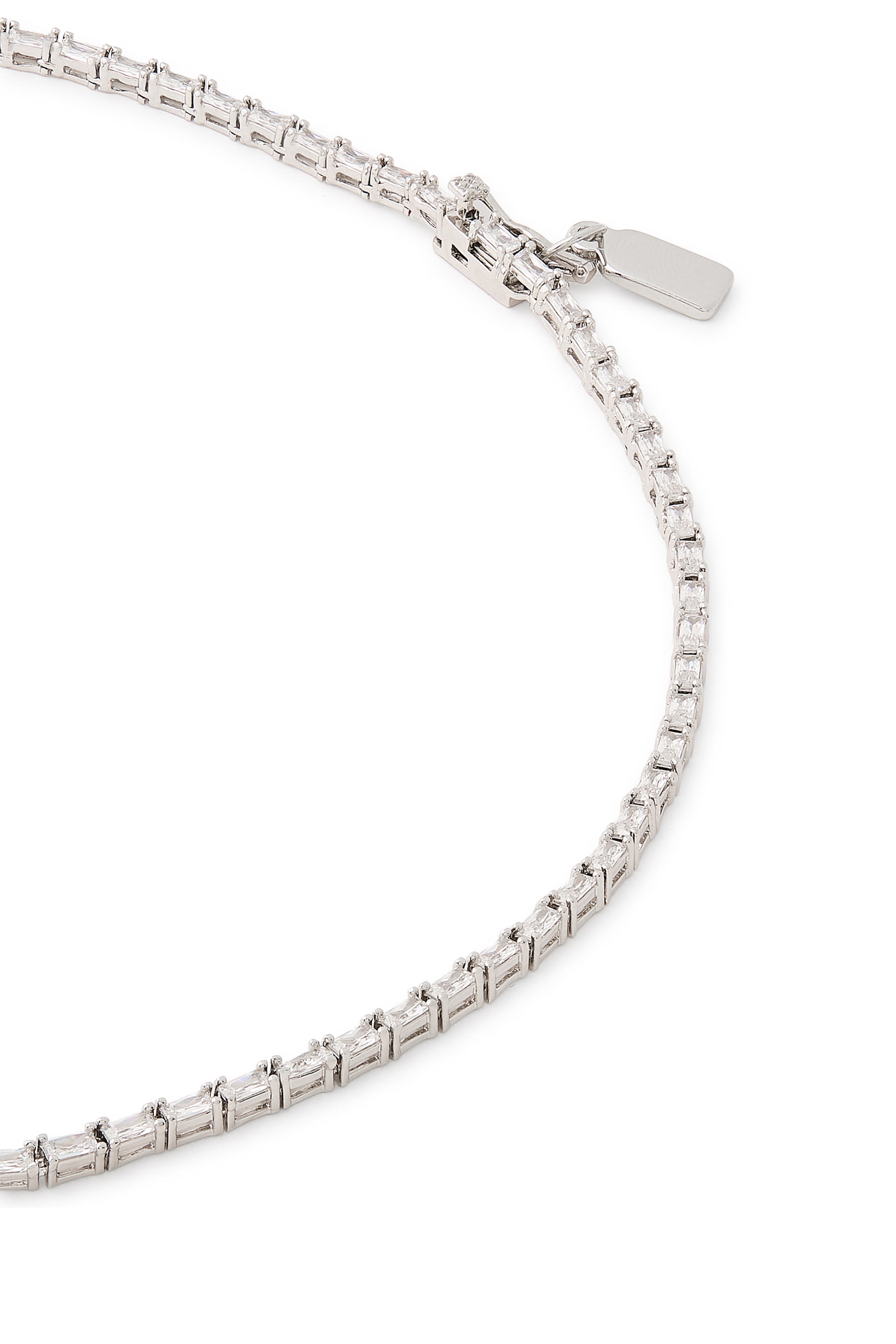 Thin Baguette CZ Tennis Necklace