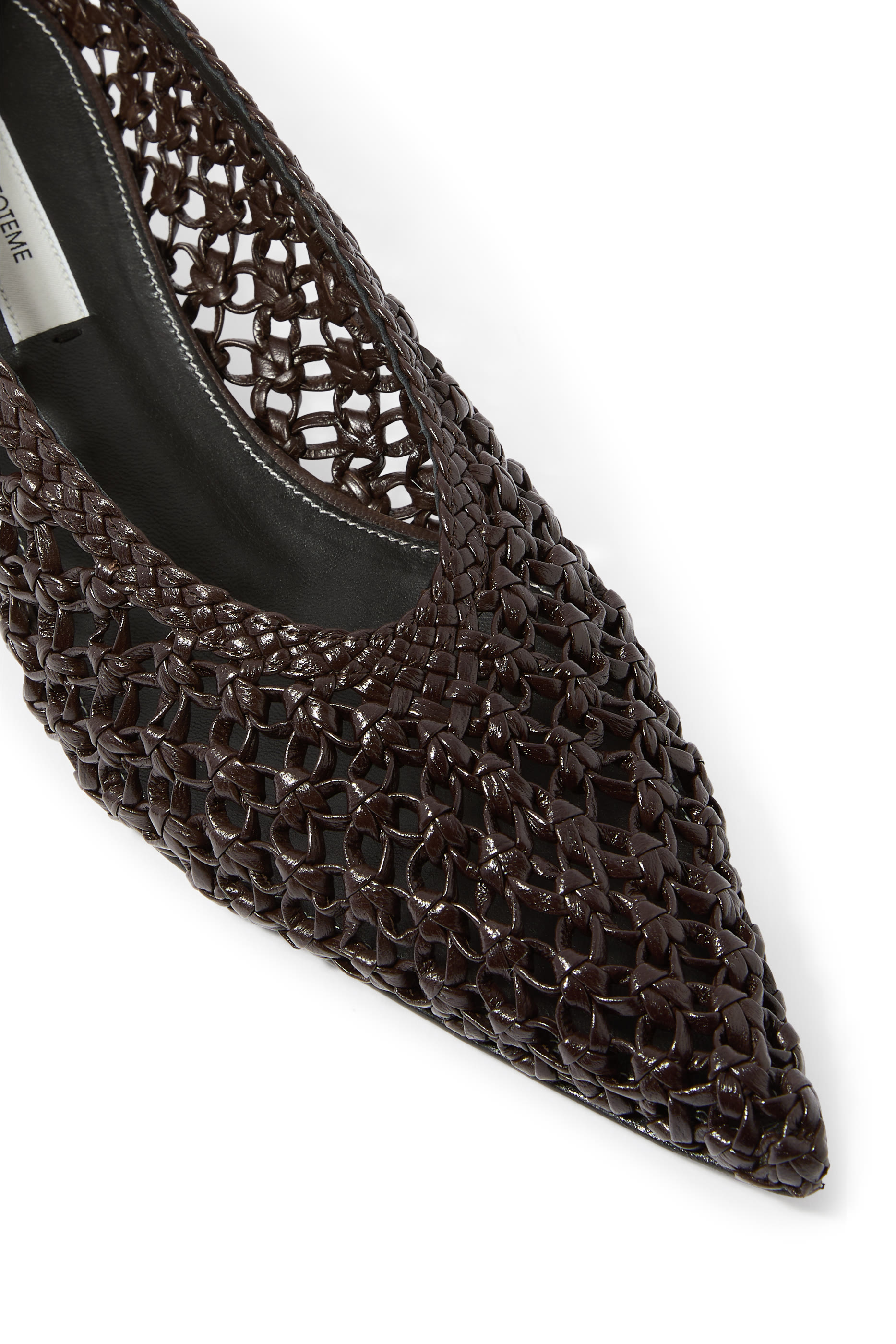 Sharp Woven-Leather 35 Kitten Pumps