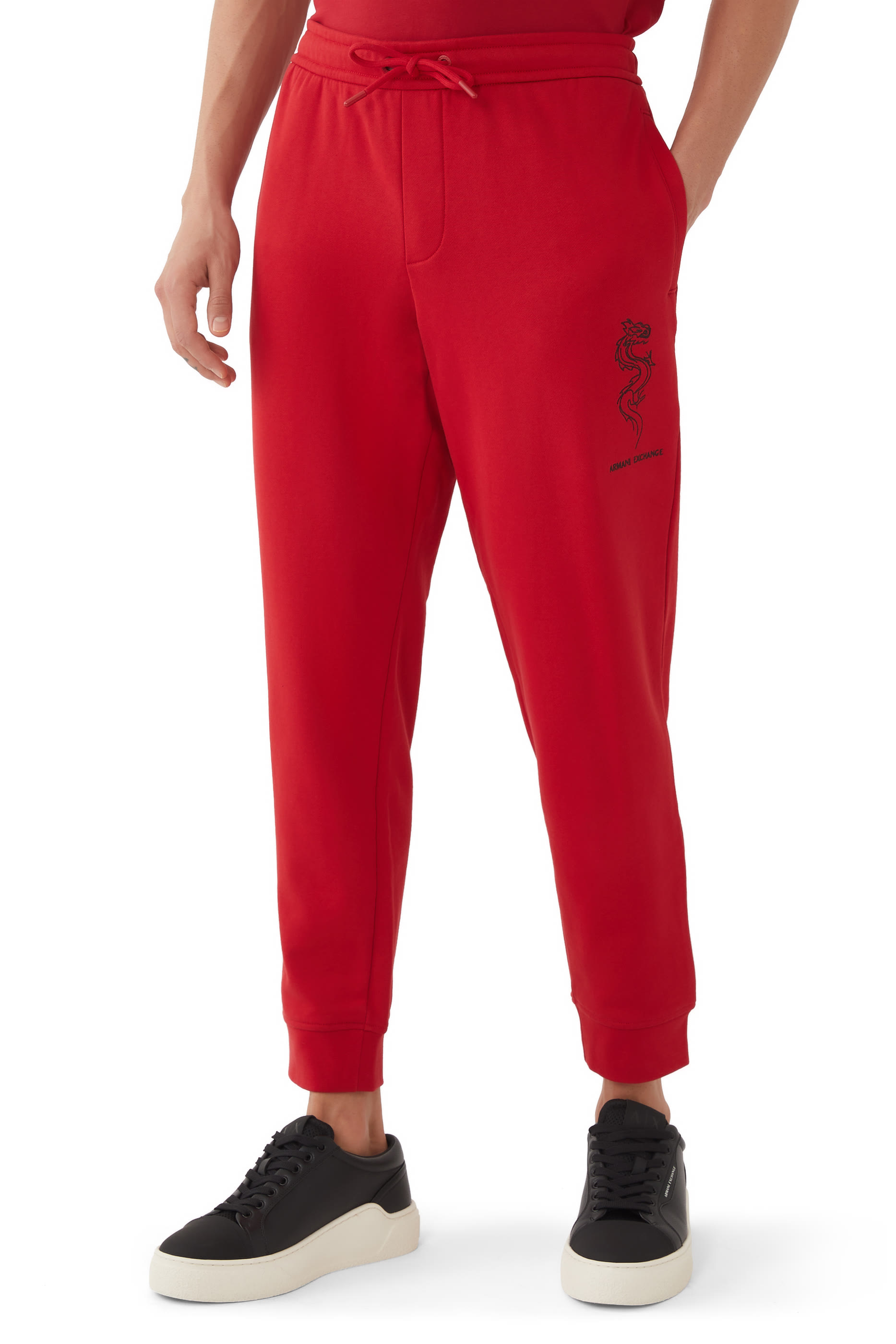 Dragon Embroidery Cotton Jersey Sweatpants