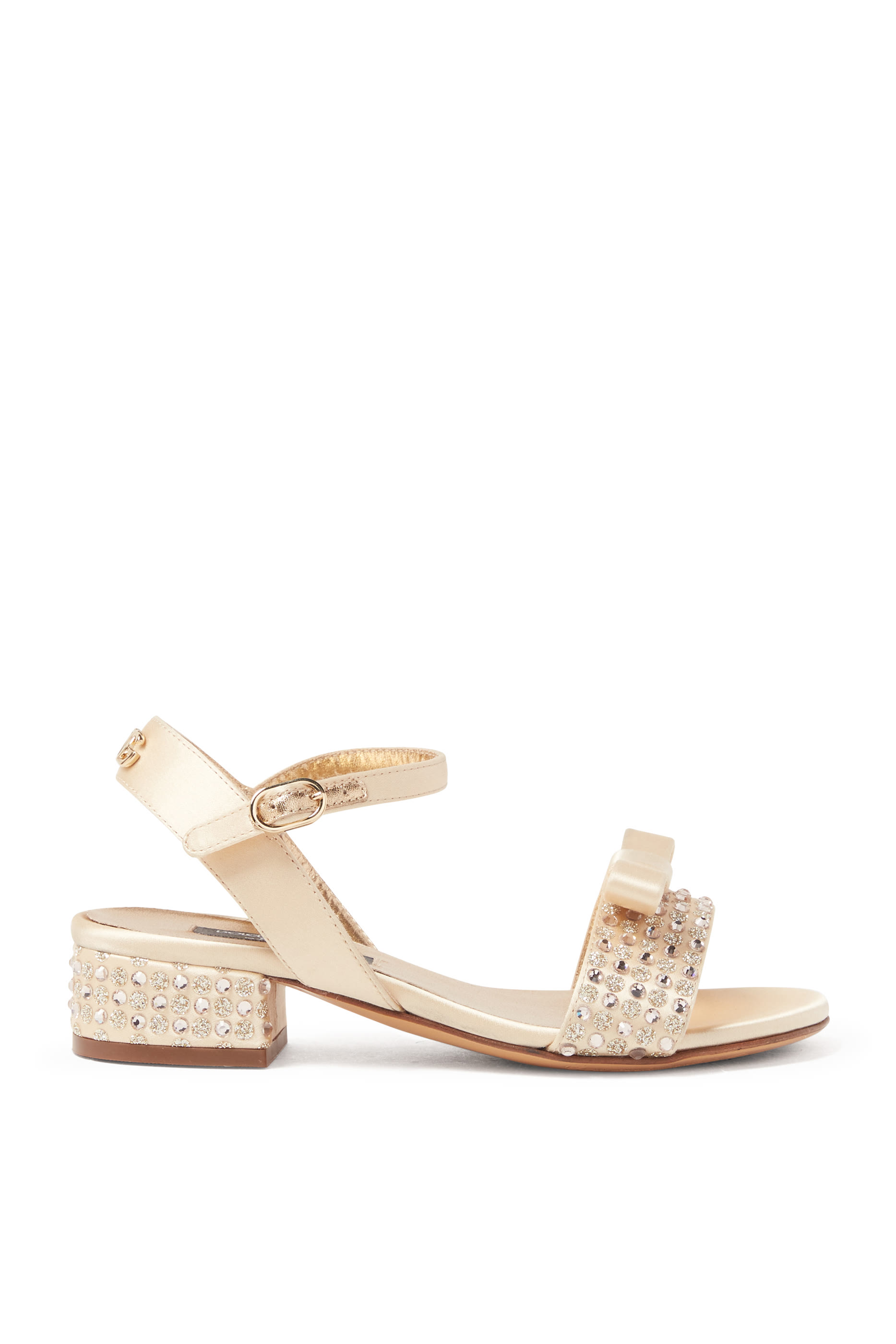 Kids Rhinestone Embellished Satin Sandals