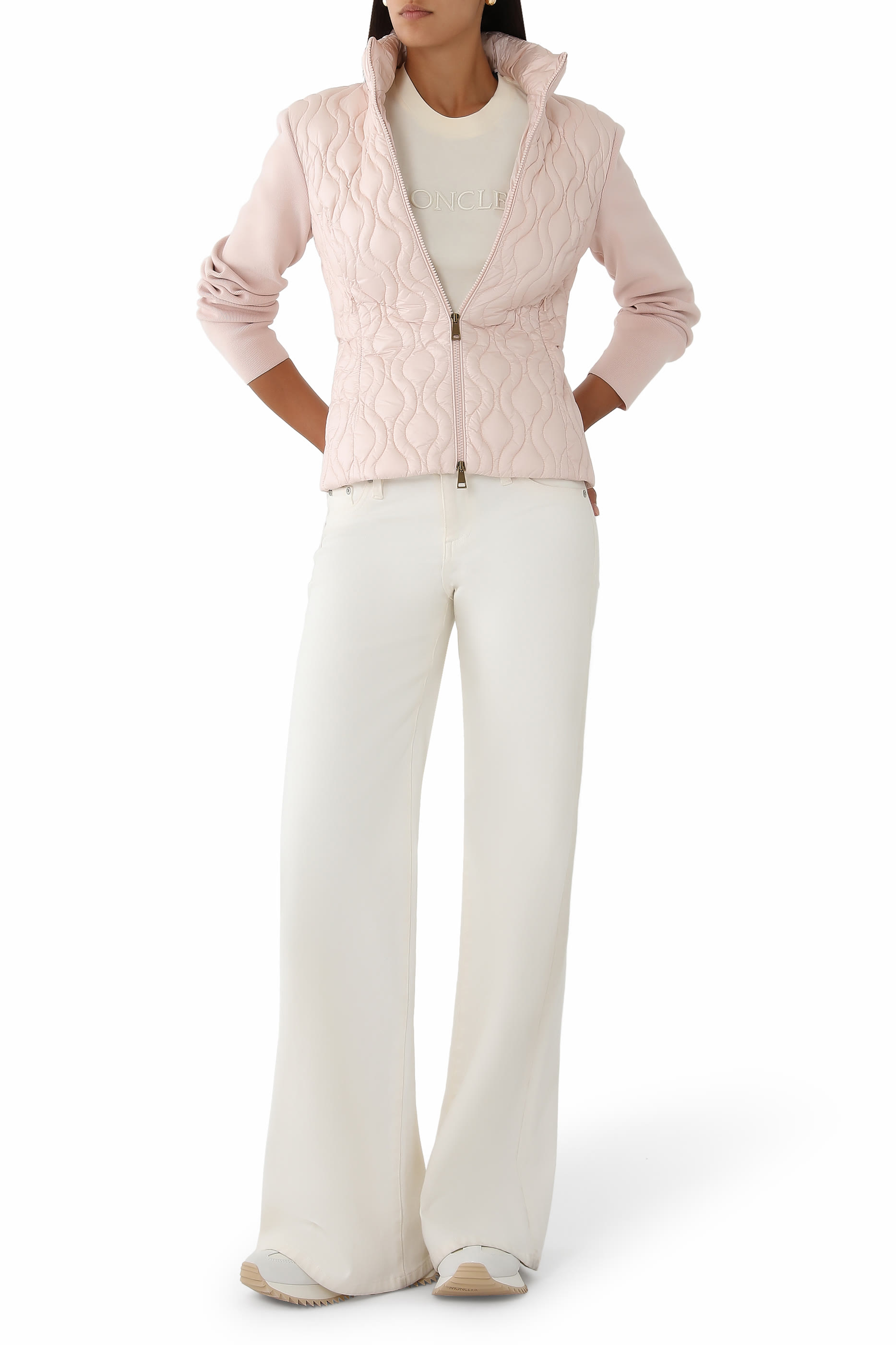  Cotton Padded Zip-Up Cardigan