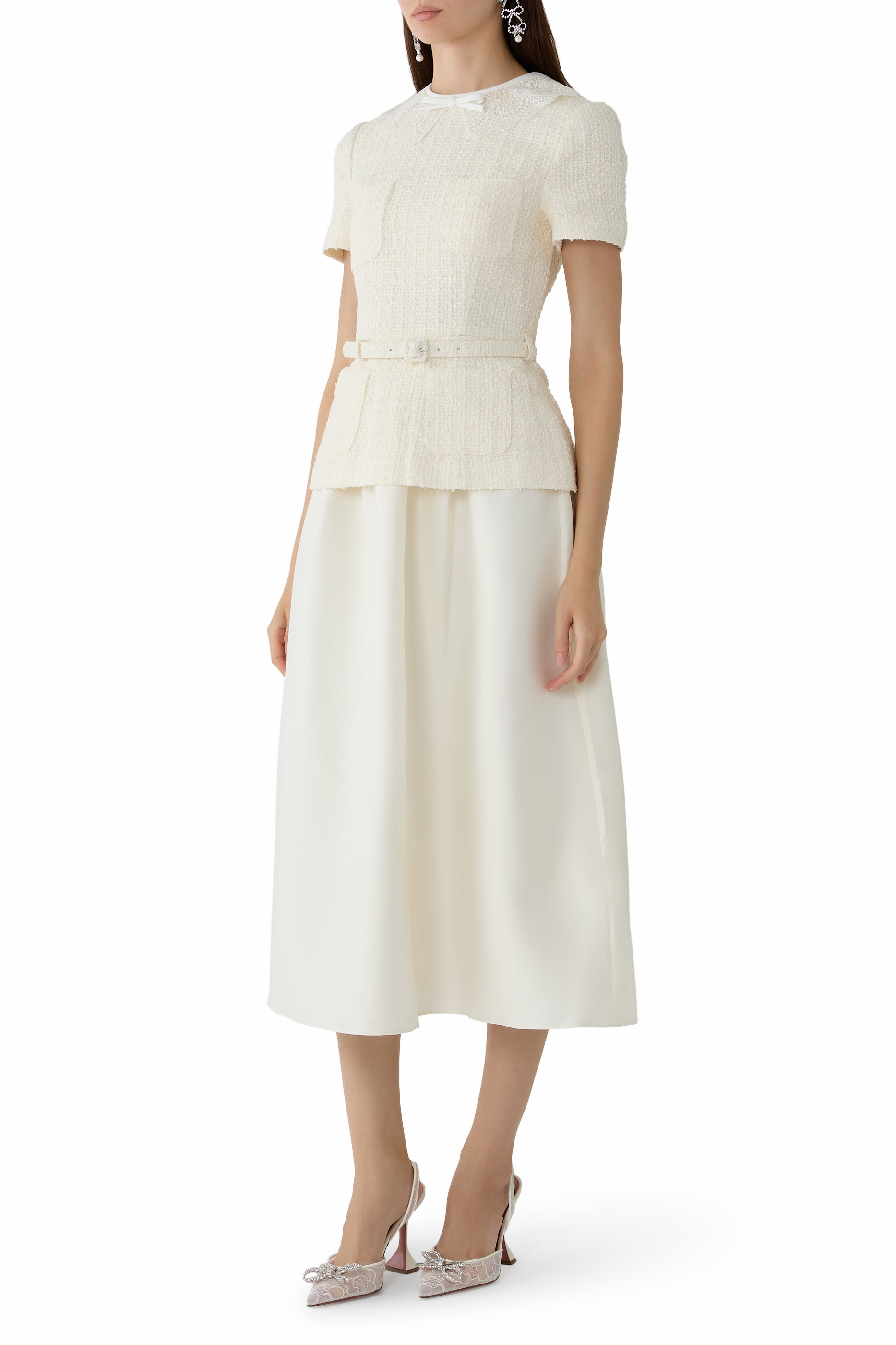Boucle Taffeta Midi Dress