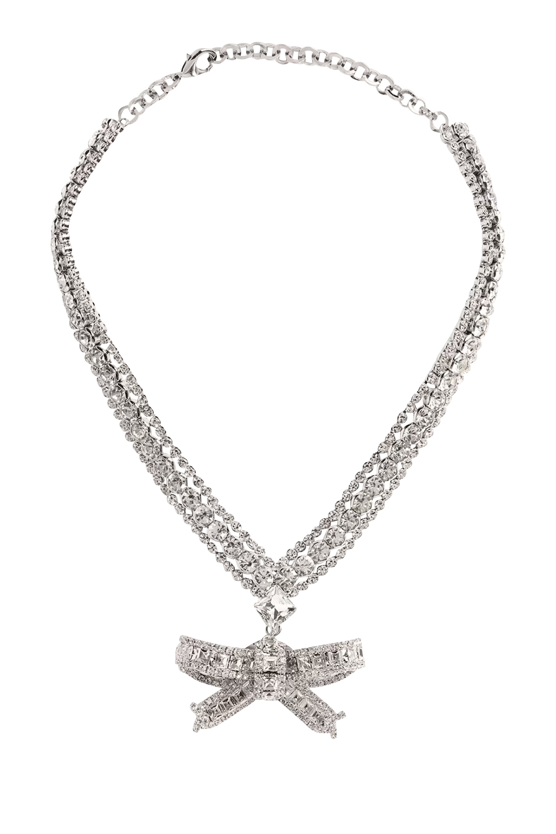 Crystal Necklace with Bow Pendant
