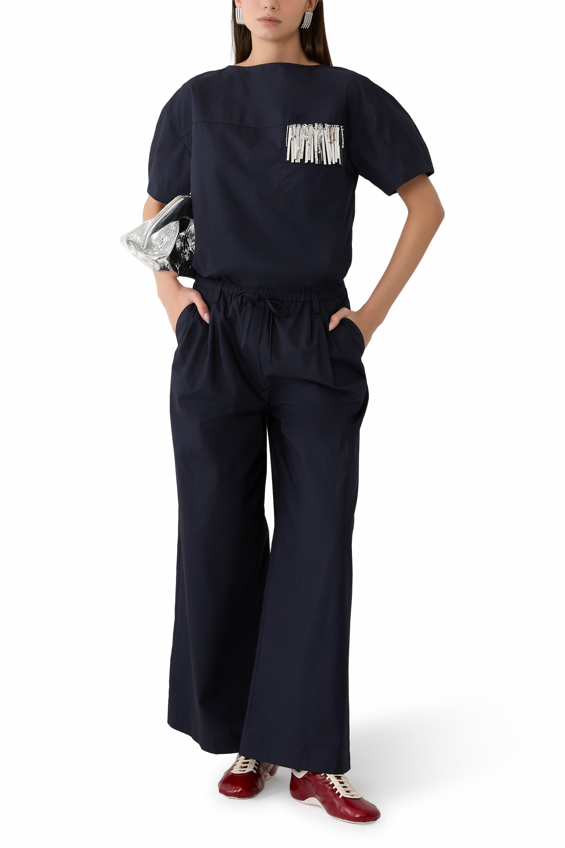 Drawstring Wide-Leg Trousers