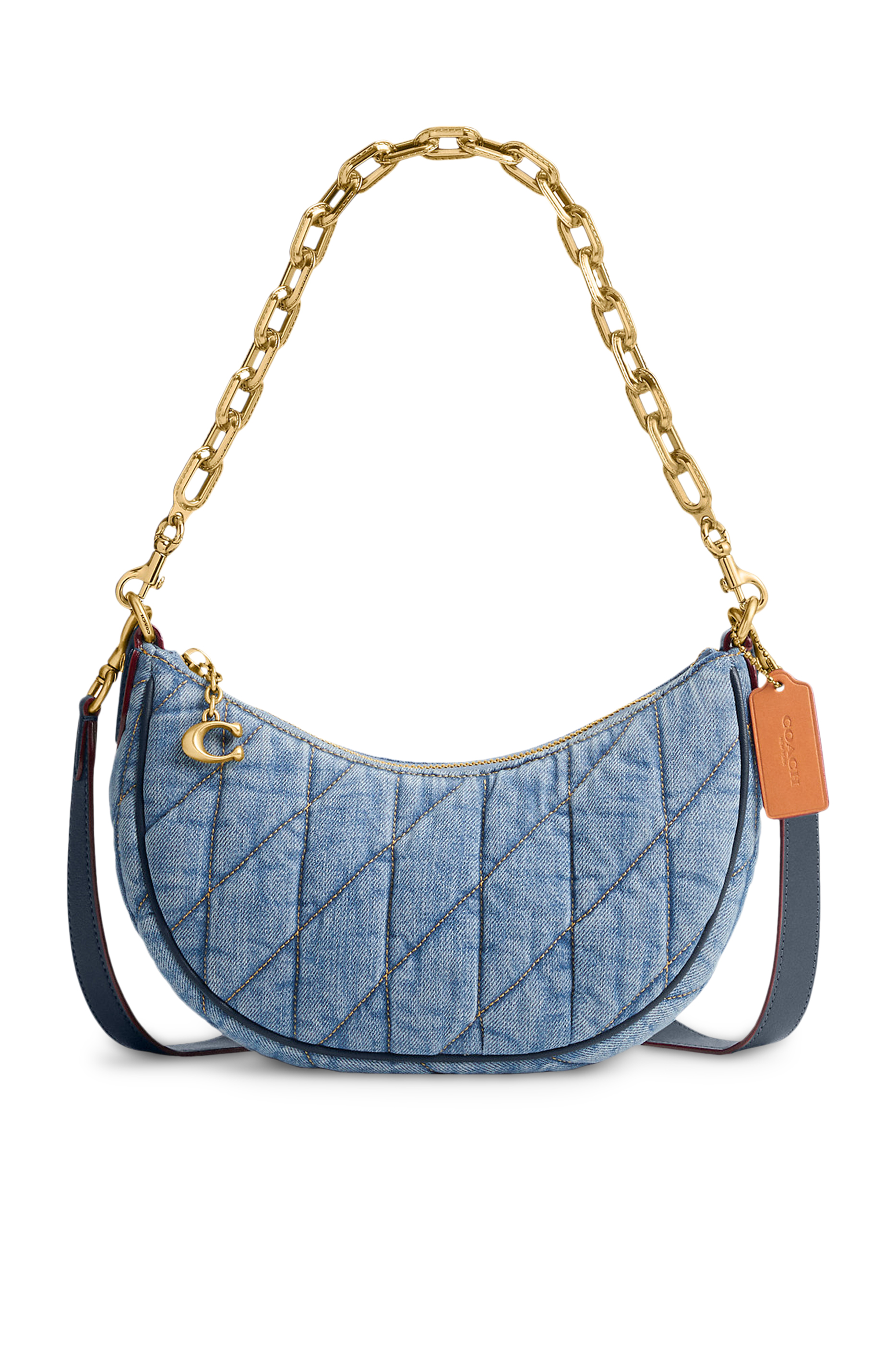 Mira Denim Shoulder Bag with Quilting