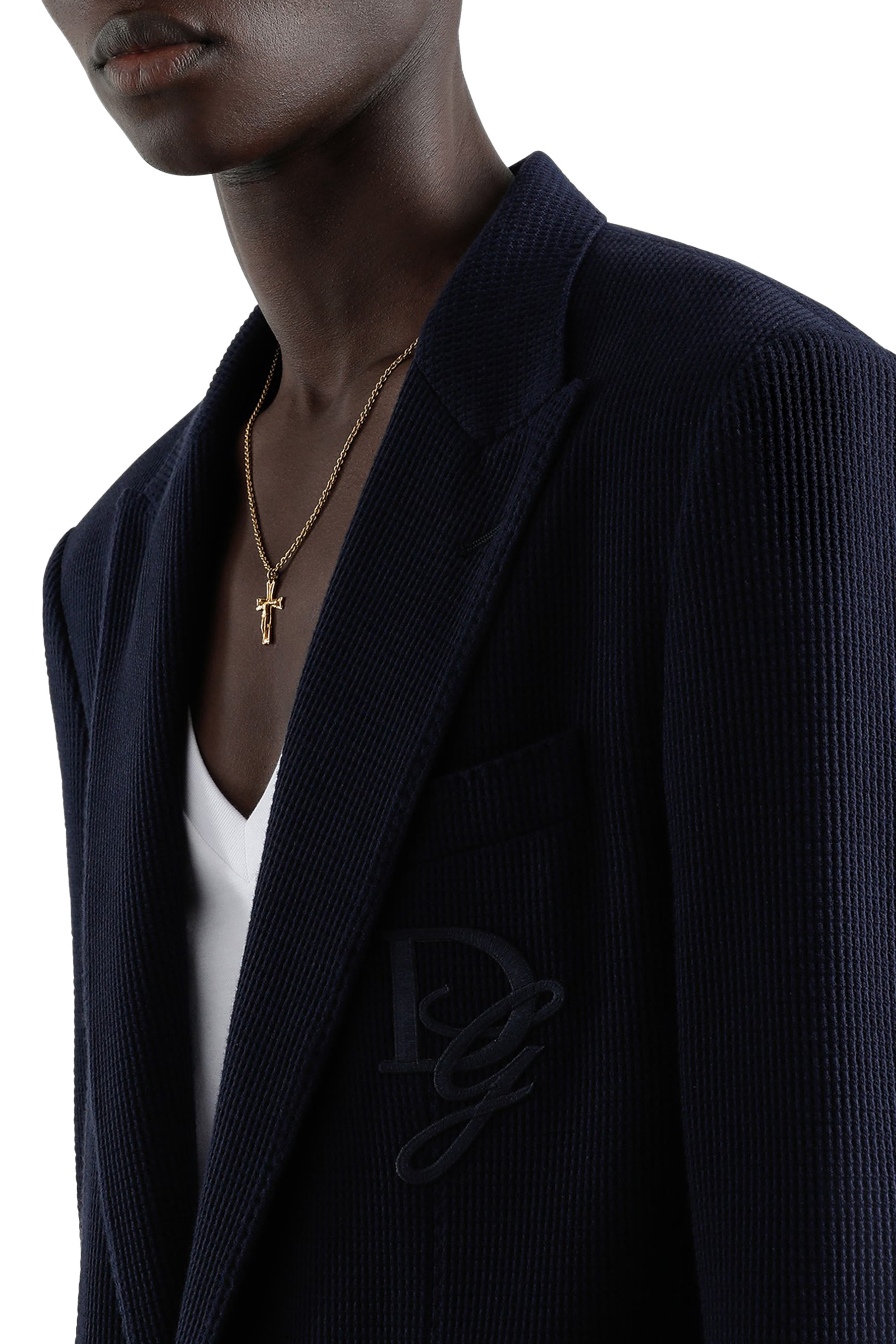 Logo Embroidery Single-Breasted Cotton Jersey Jacket