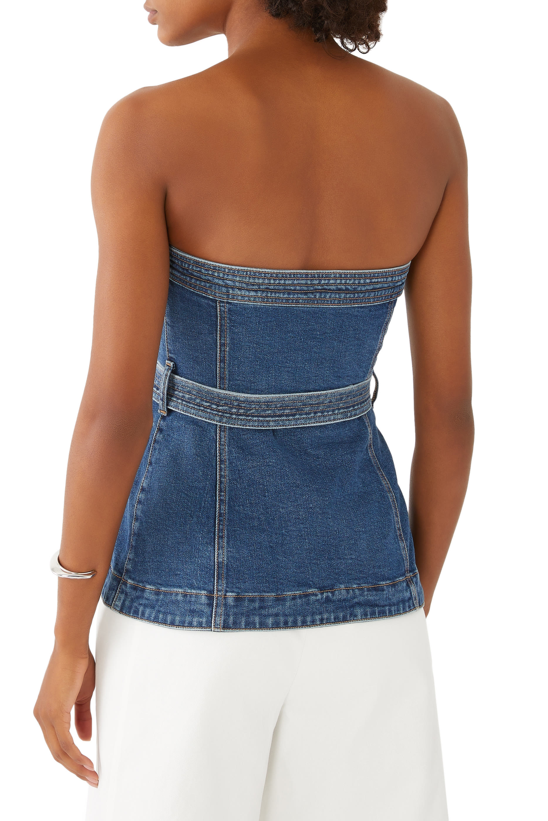 Cyan Belted Bustier Top