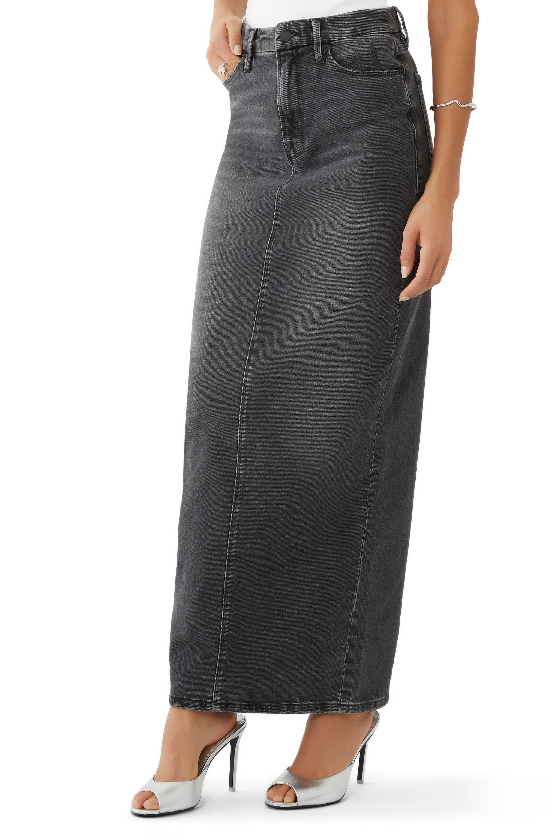 Denim Tube Maxi Skirt