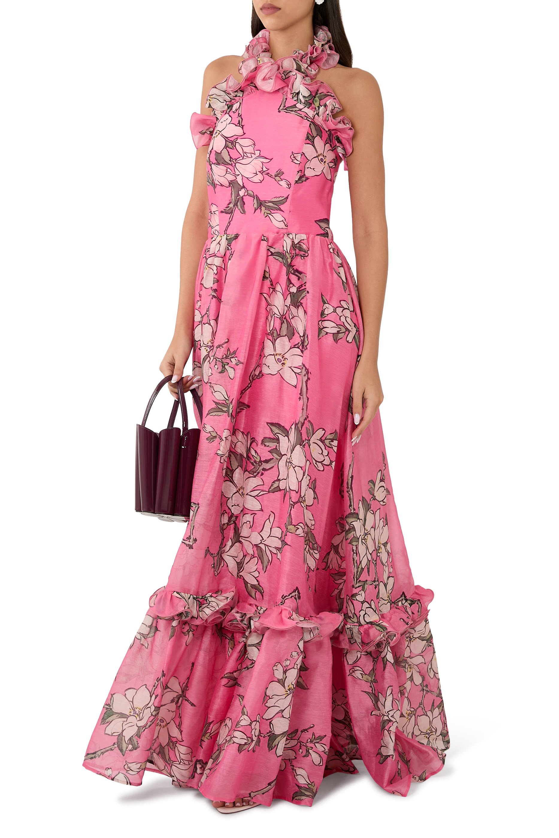  Isabelle Ruffled Halterneck Maxi Dress 
