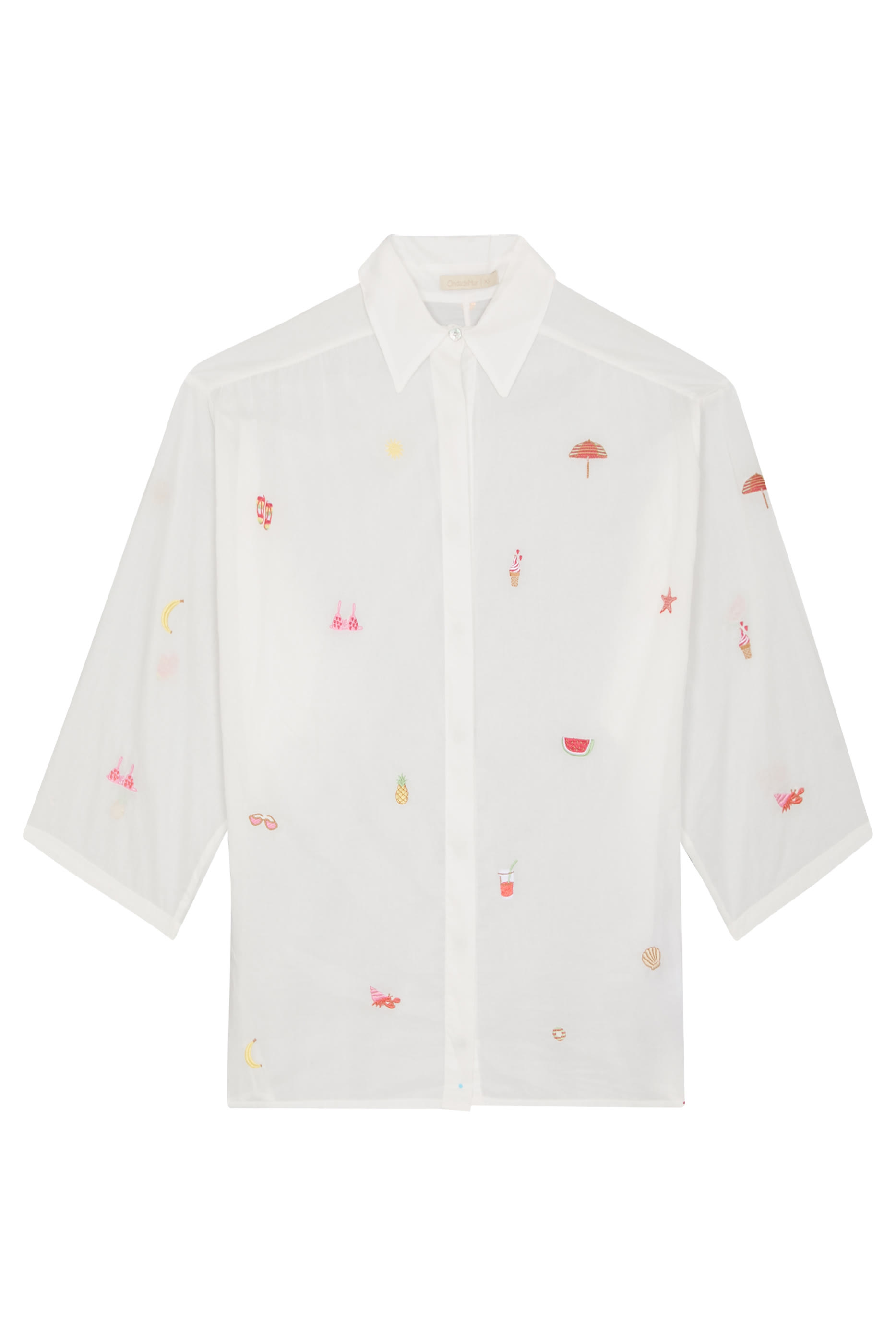 Aleia Oversized Embroidered Long-Sleeved Shirt