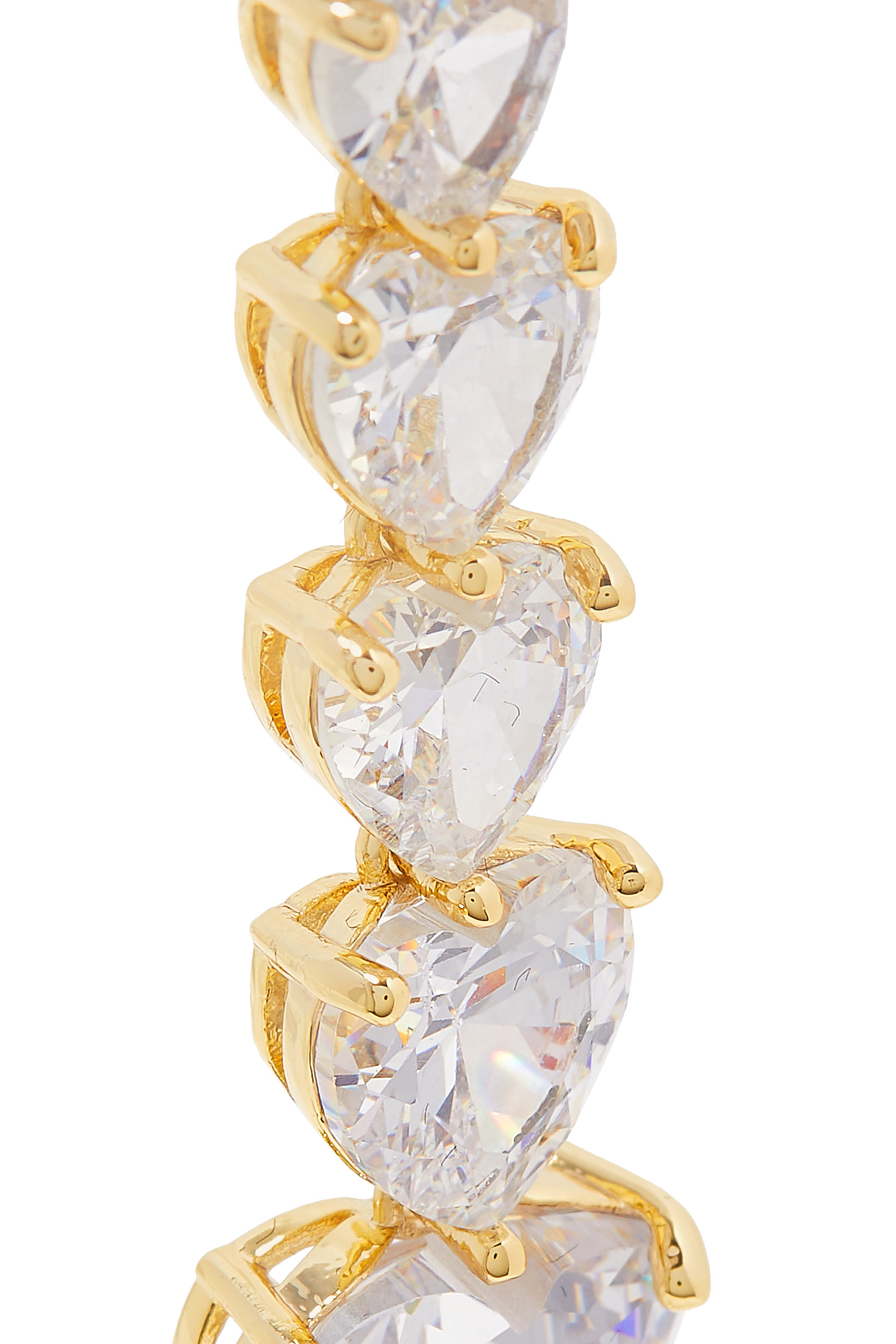 Graduated Heart Drop Earrings, Gold-Plated Brass & Cubic Zirconia