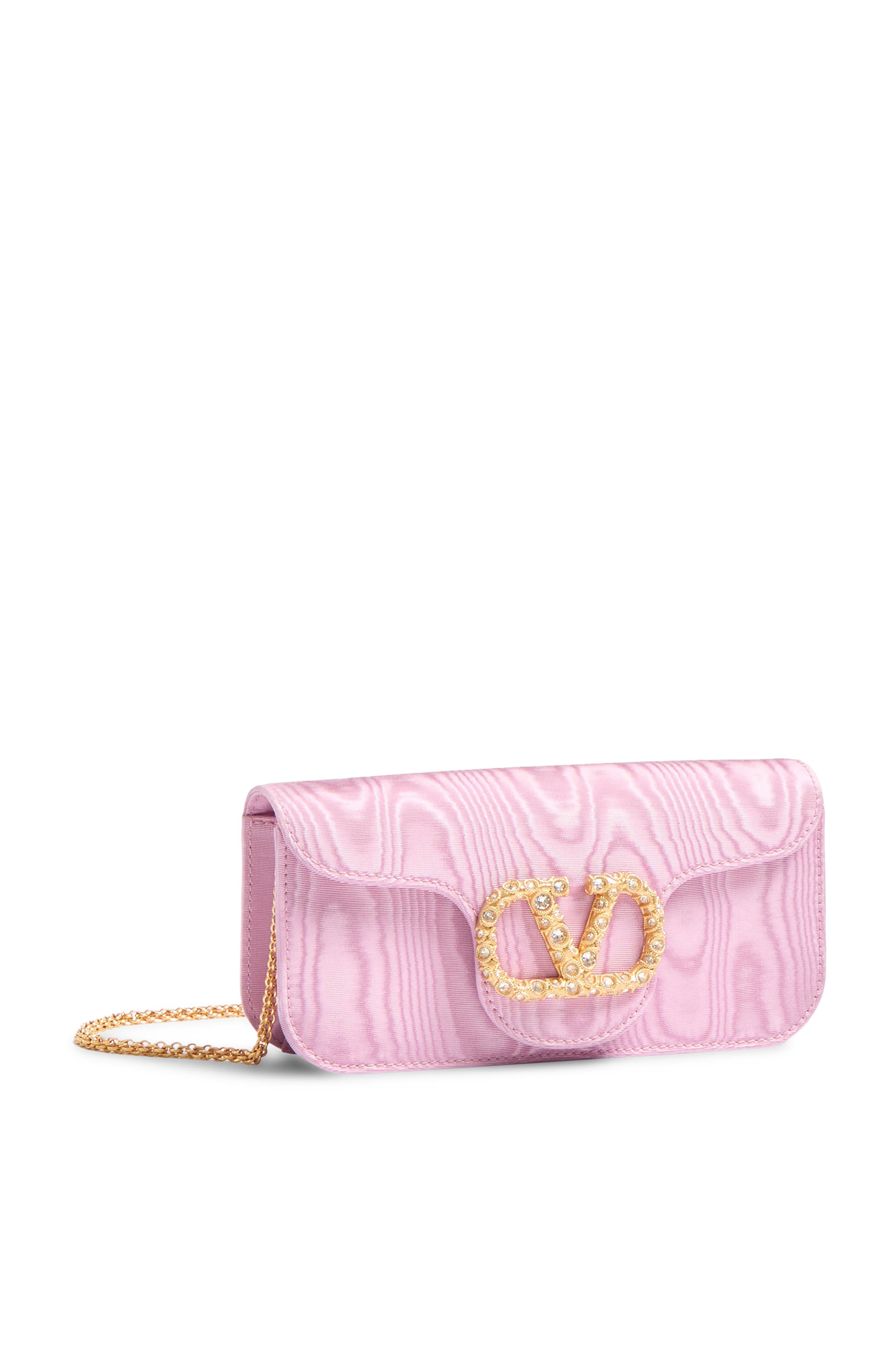 Locò Moiré Fabric Clutch Bag with Jewel Logo