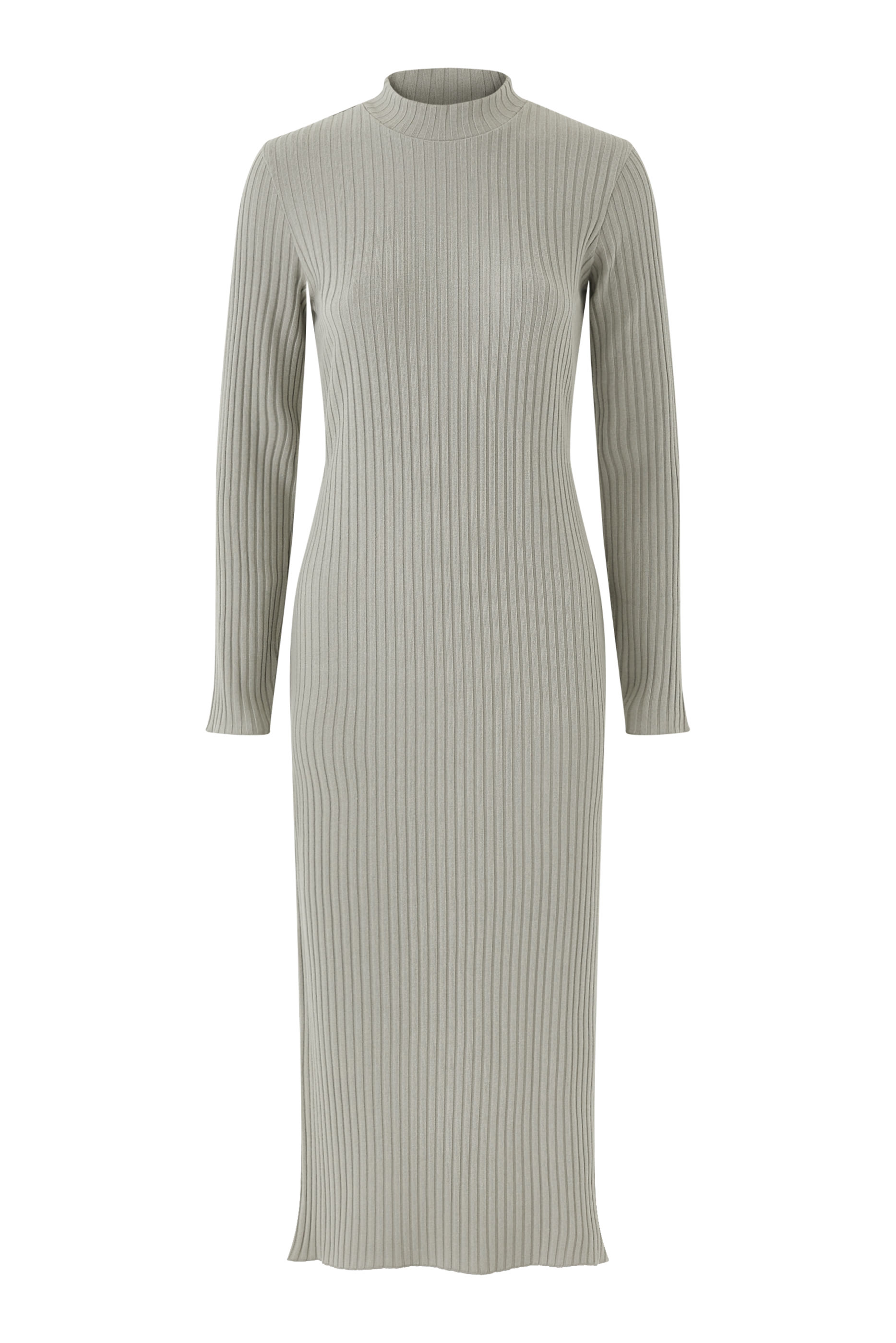 Ribbed Cotton-Blend High-Neck Dress