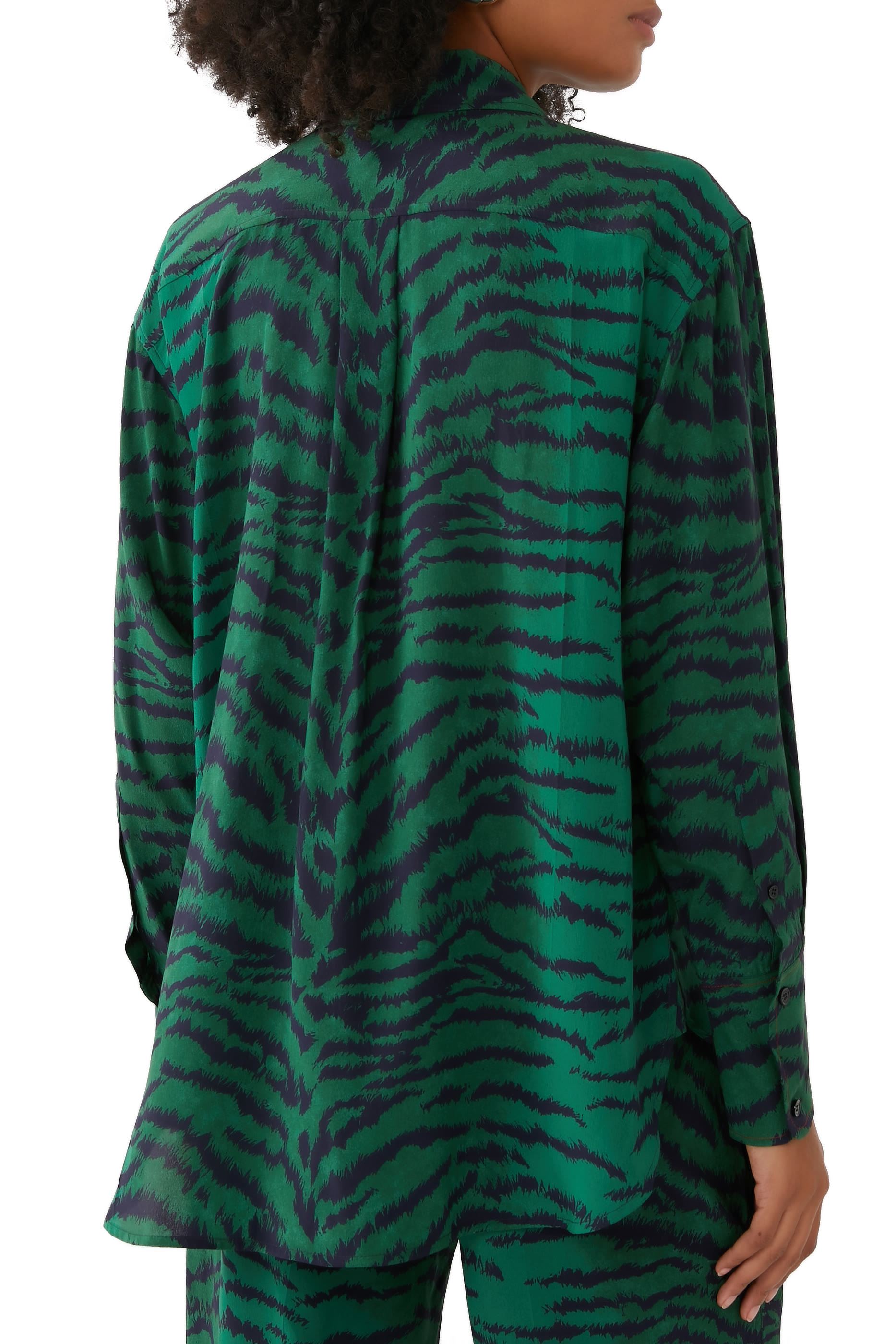 Tiger Print Pajama-Style Silk Shirt