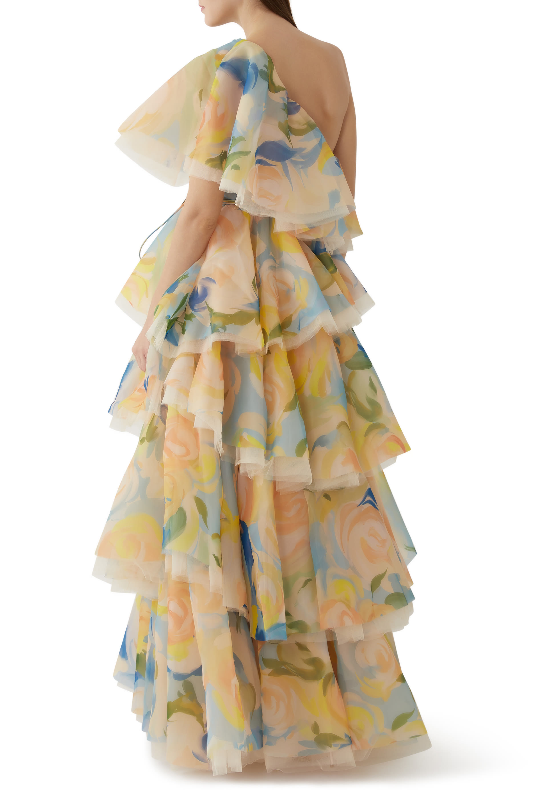 Paloma One Shoulder Ruffled Gown