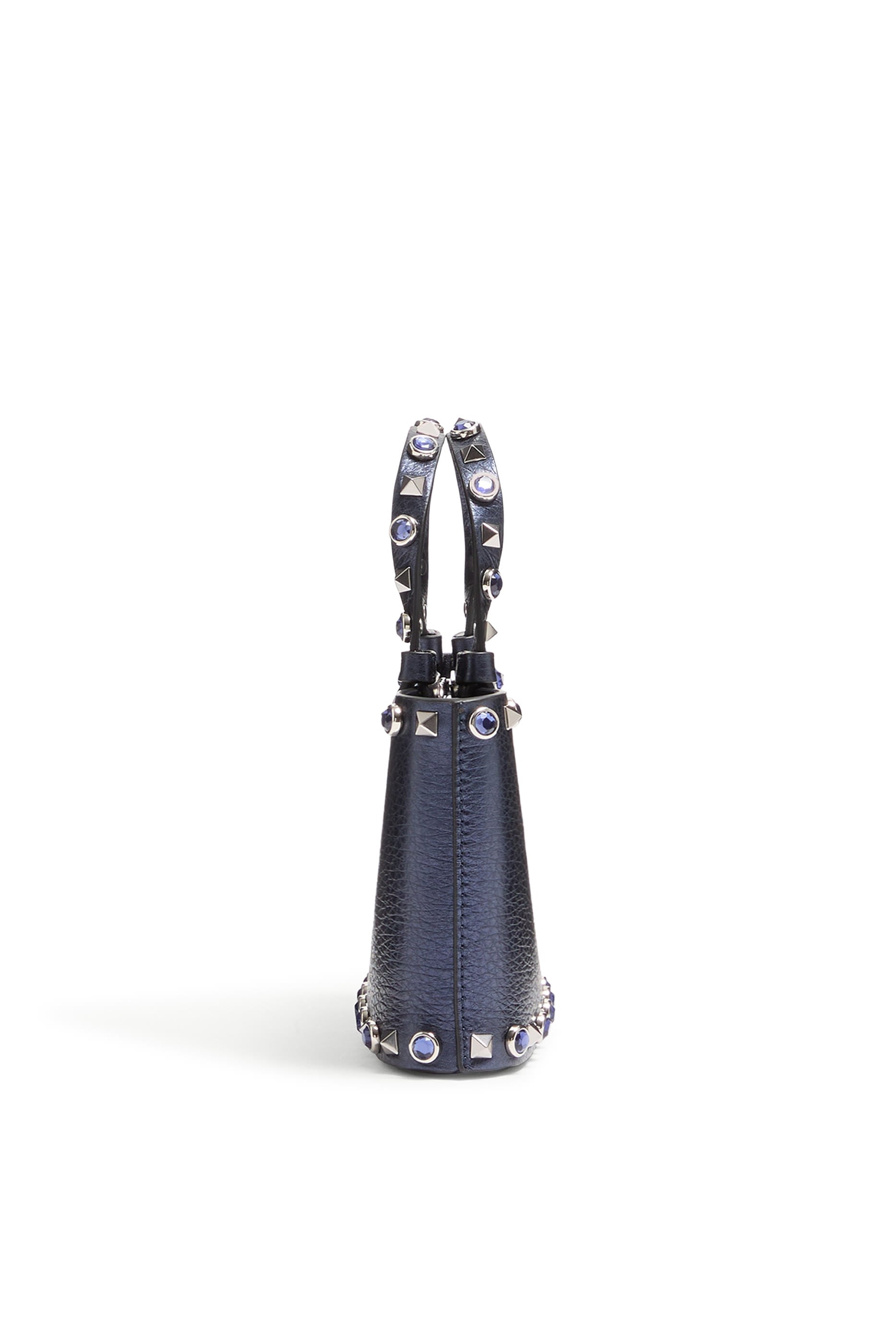 Rockstud Mini Shopping Bag in Laminated Calfskin