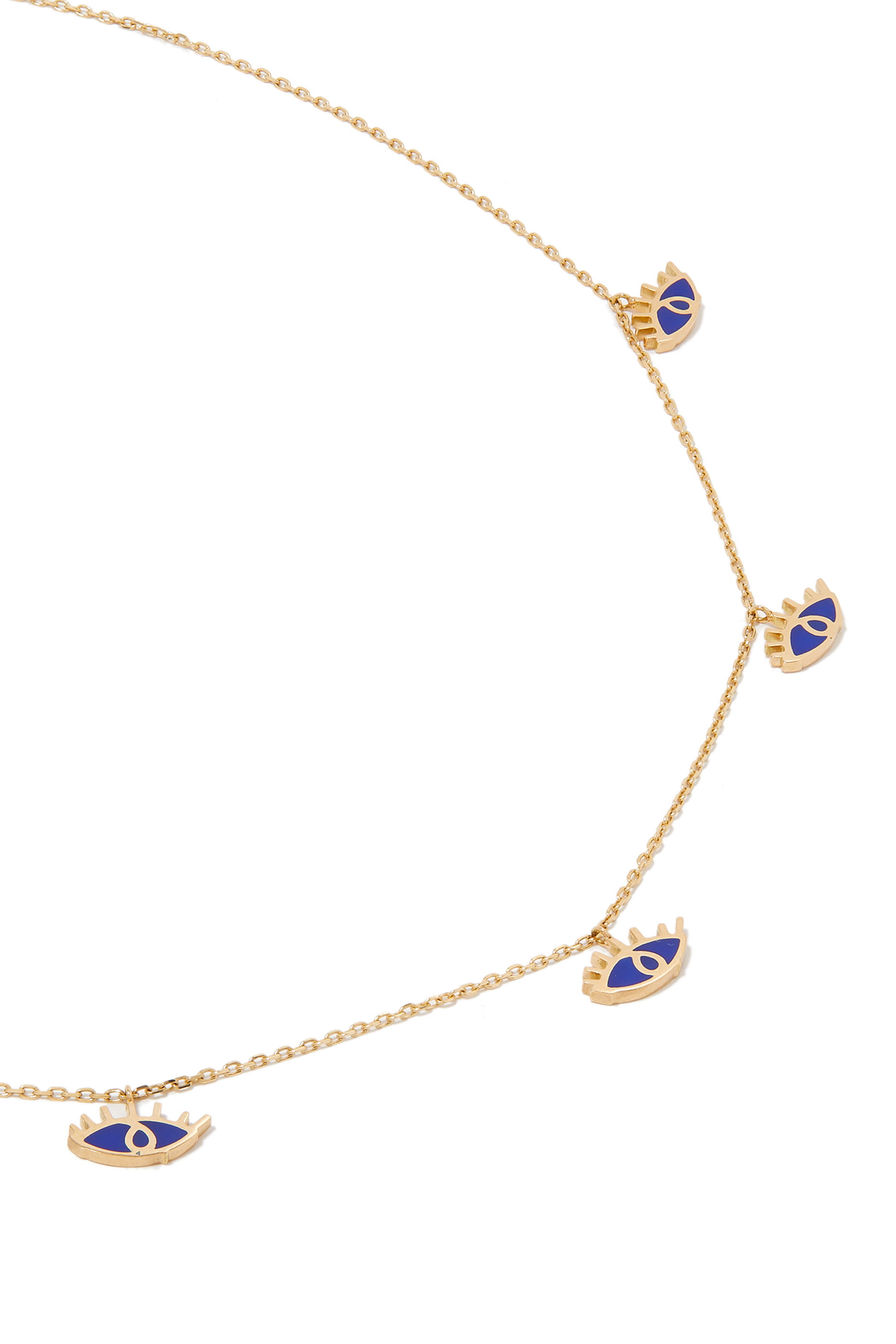 Lapis Blue Enamel Five Eyes Necklace