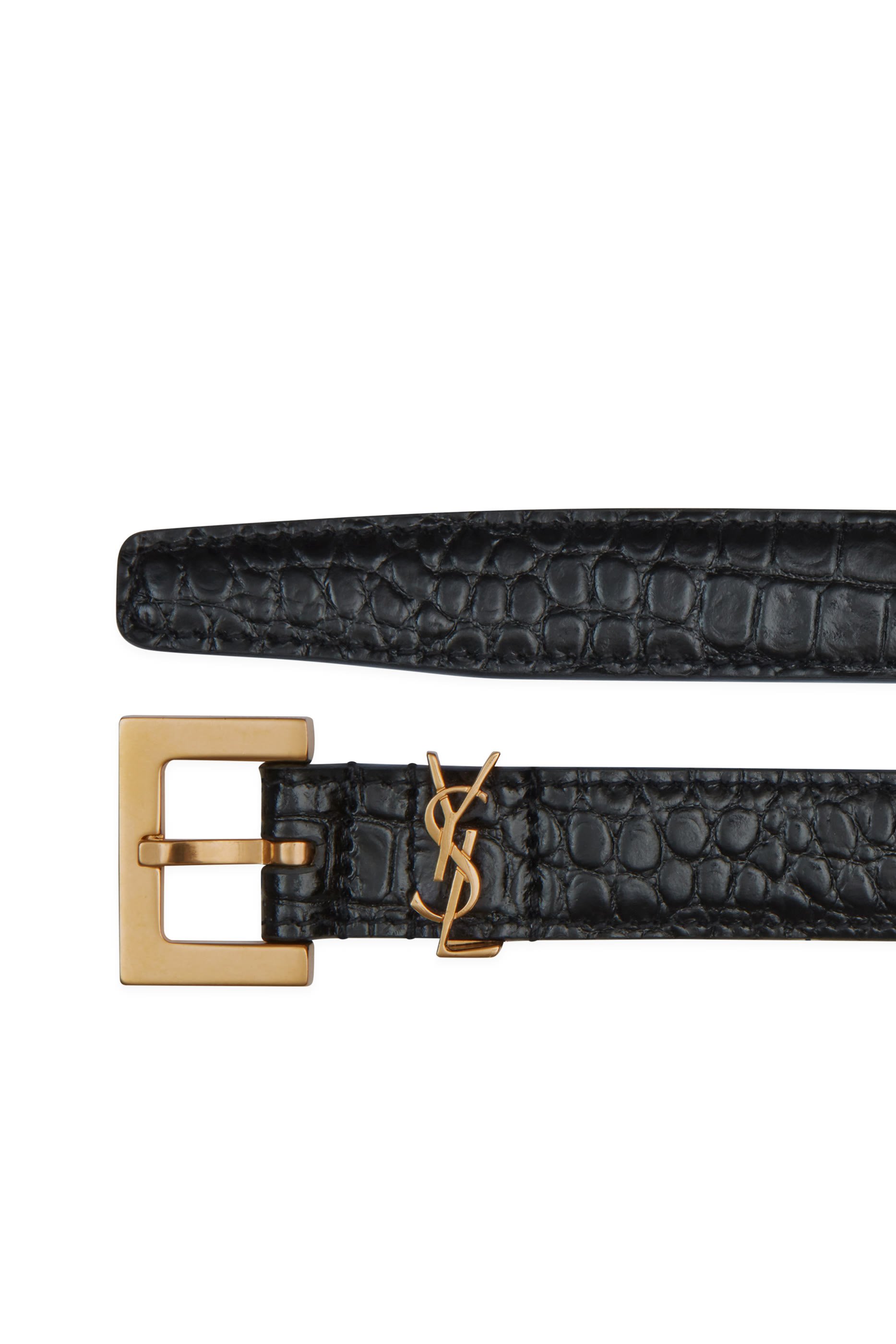 Cassandre Thin Belt in Crocodile-Embossed Leather
