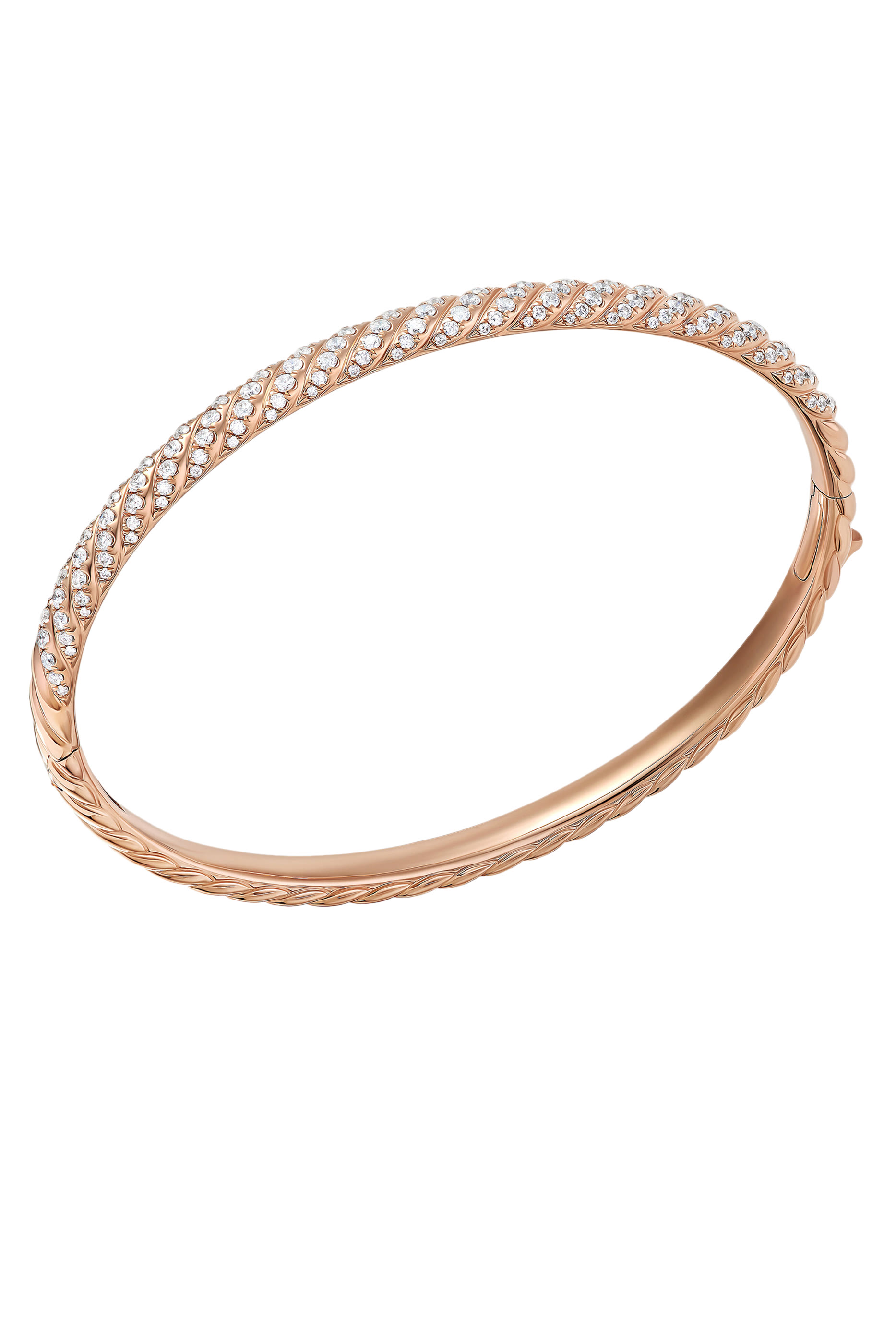 Sculpted Cable Bangle Bracelet, 18k Rose Gold & Diamonds