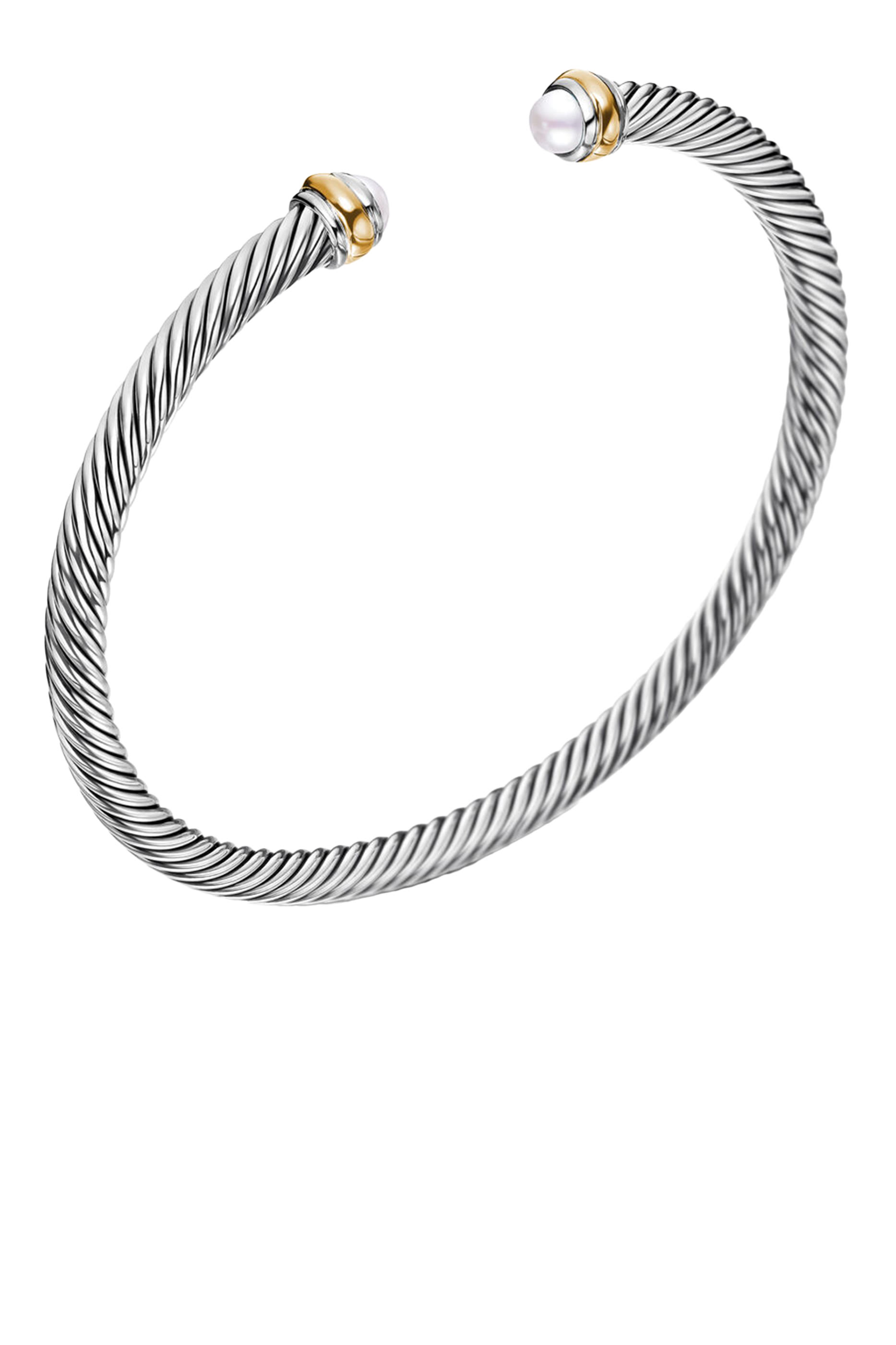 Classic Cable Bracelet, 18K Yellow Gold with Sterling Silver & Pearls