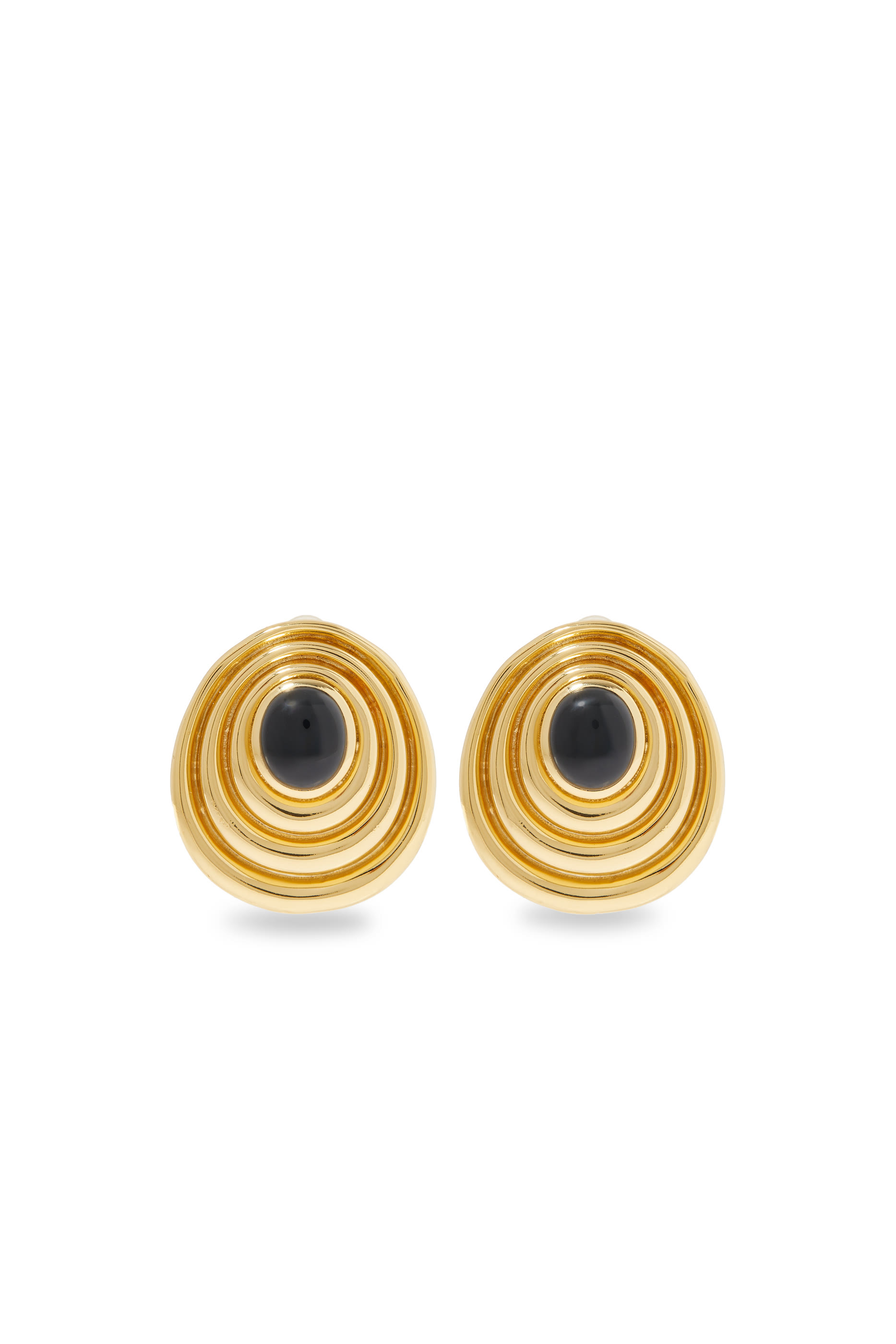 Presence Earrings, 22k Gold-Plated Brass & Black Onyx