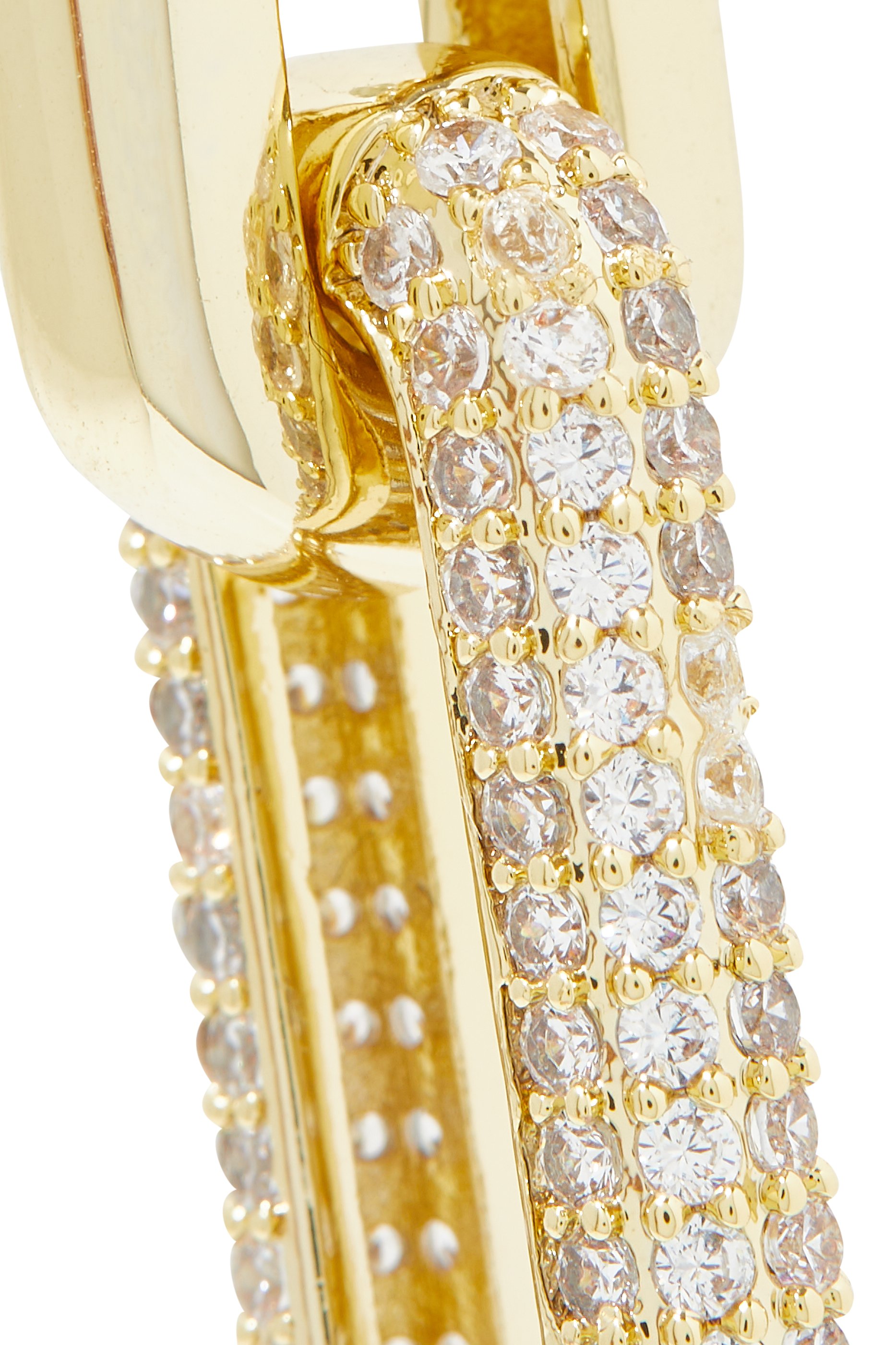 Pave Interlocking Oval Link Drop Earrings, Gold-Plated Brass & Cubic Zirconia