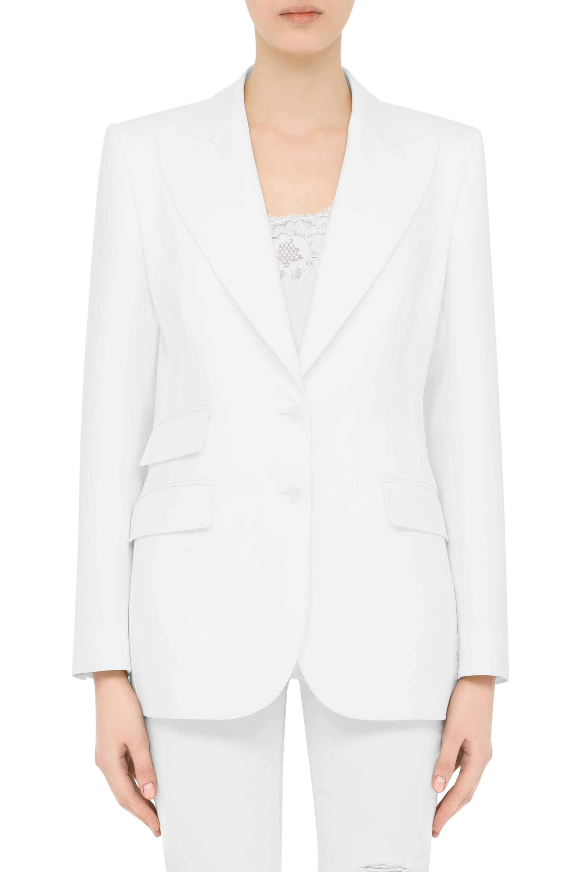 Single-Breasted Woolen Turlington Blazer