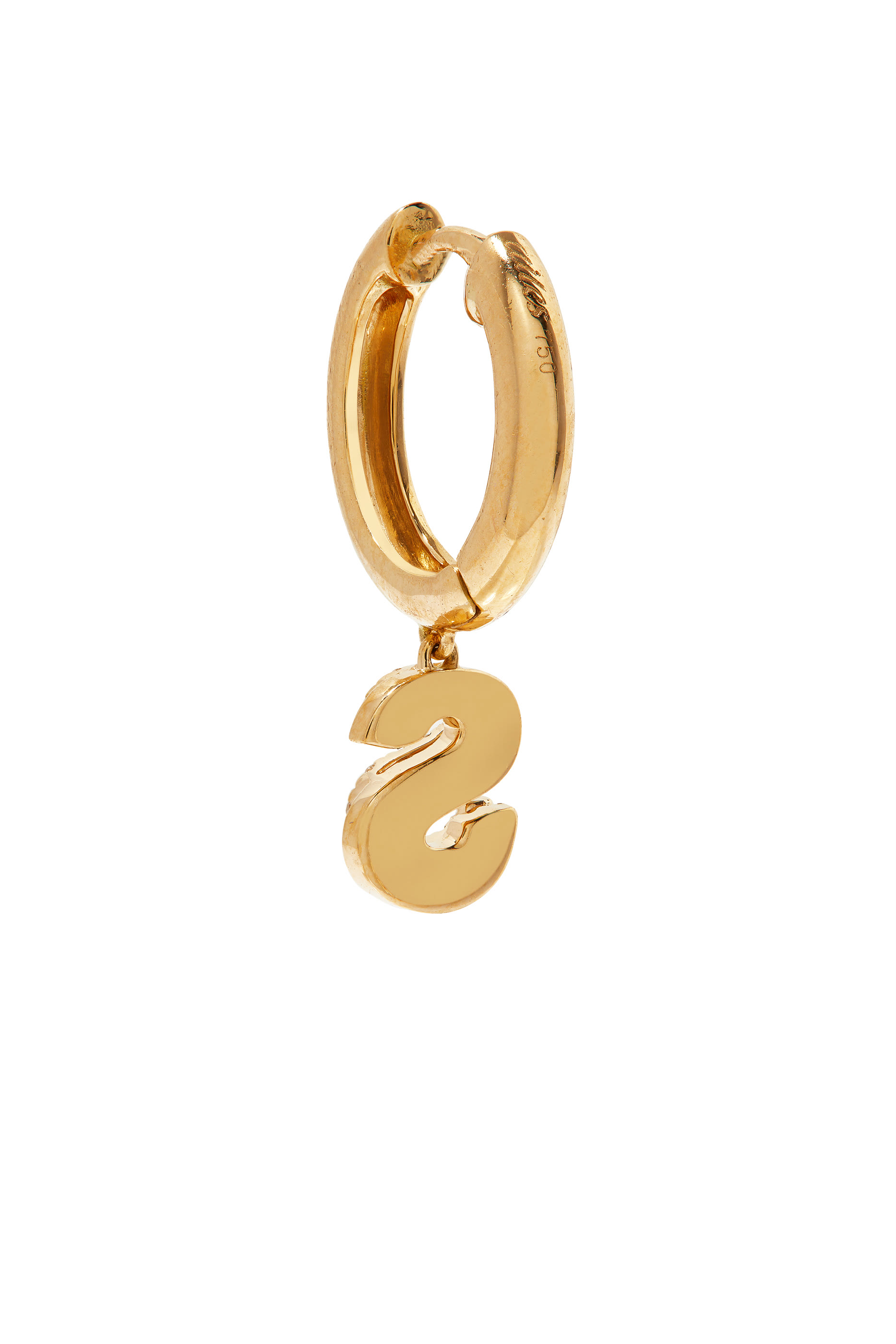 S Huggie Earring, 18k Yellow Gold & Diamonds