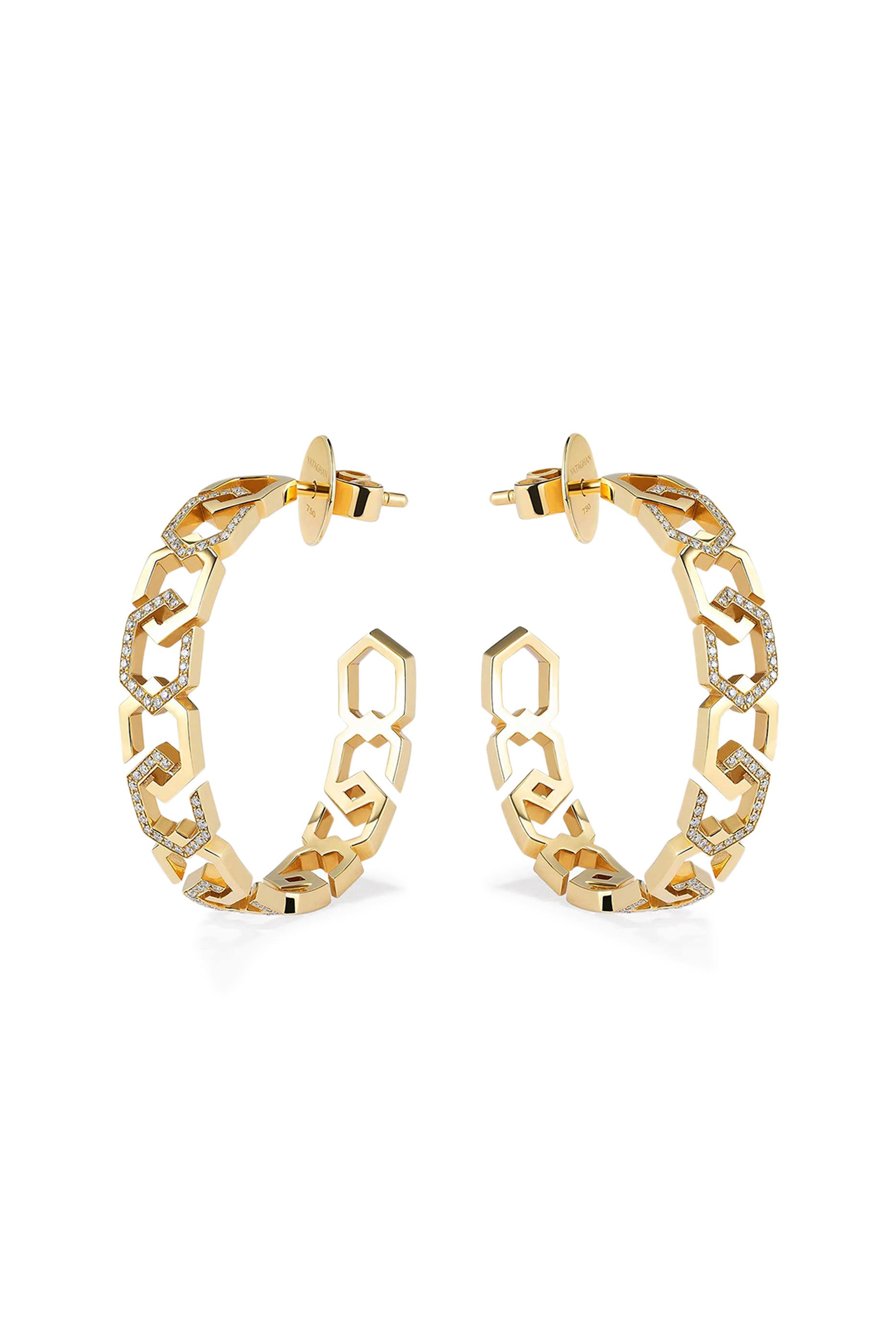 Infinity Medium Narrow Hoops, 18k Yellow Gold & Diamonds