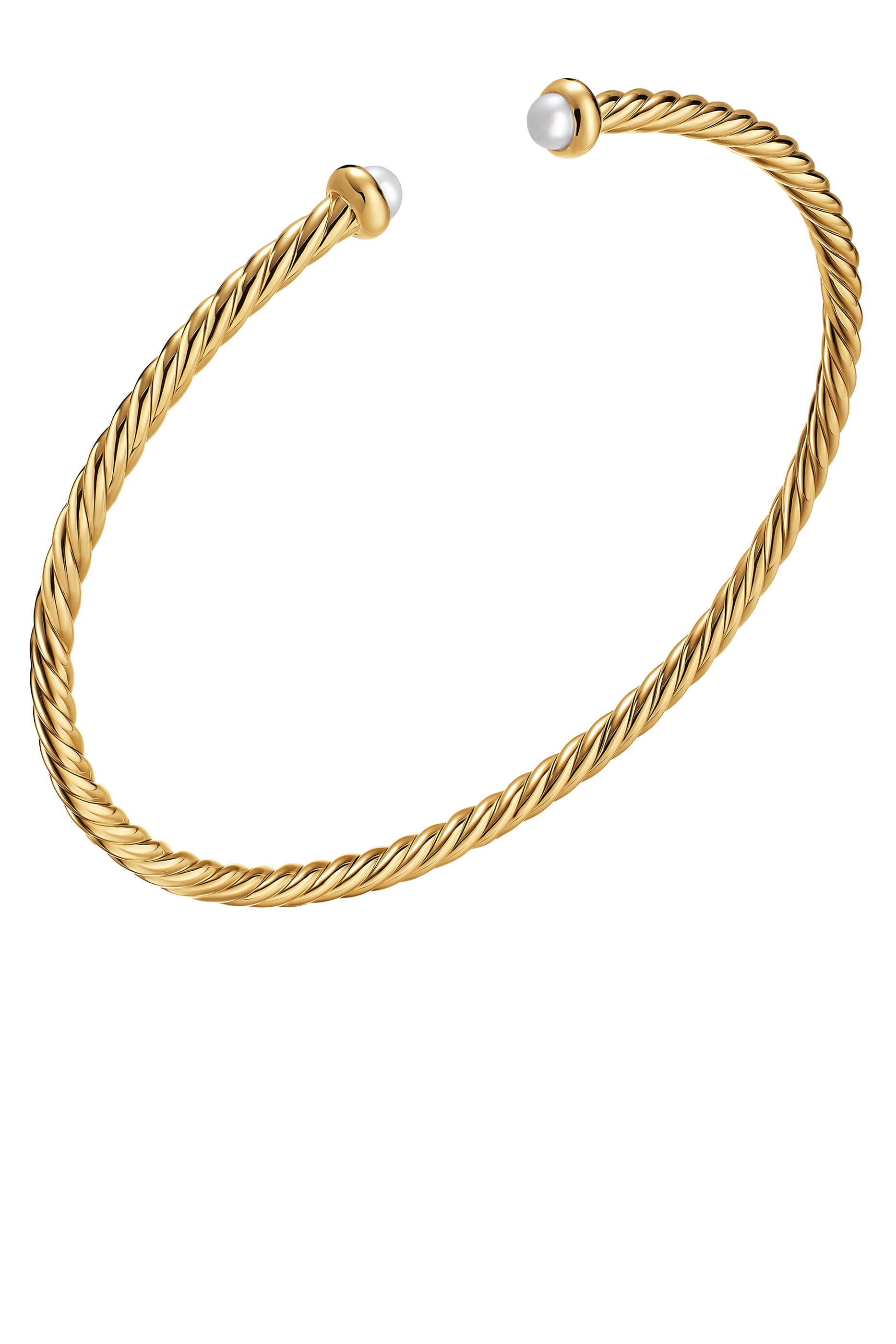 Micro Cablespira&reg; Flex Bracelet, 18k Yellow Gold & Mother of Pearl