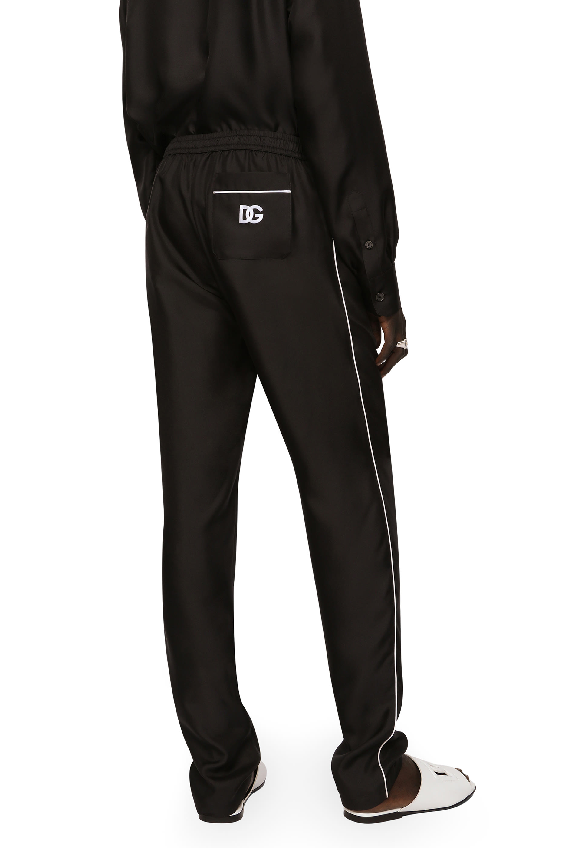 DG Embroidered Patch Silk Jogging Pants