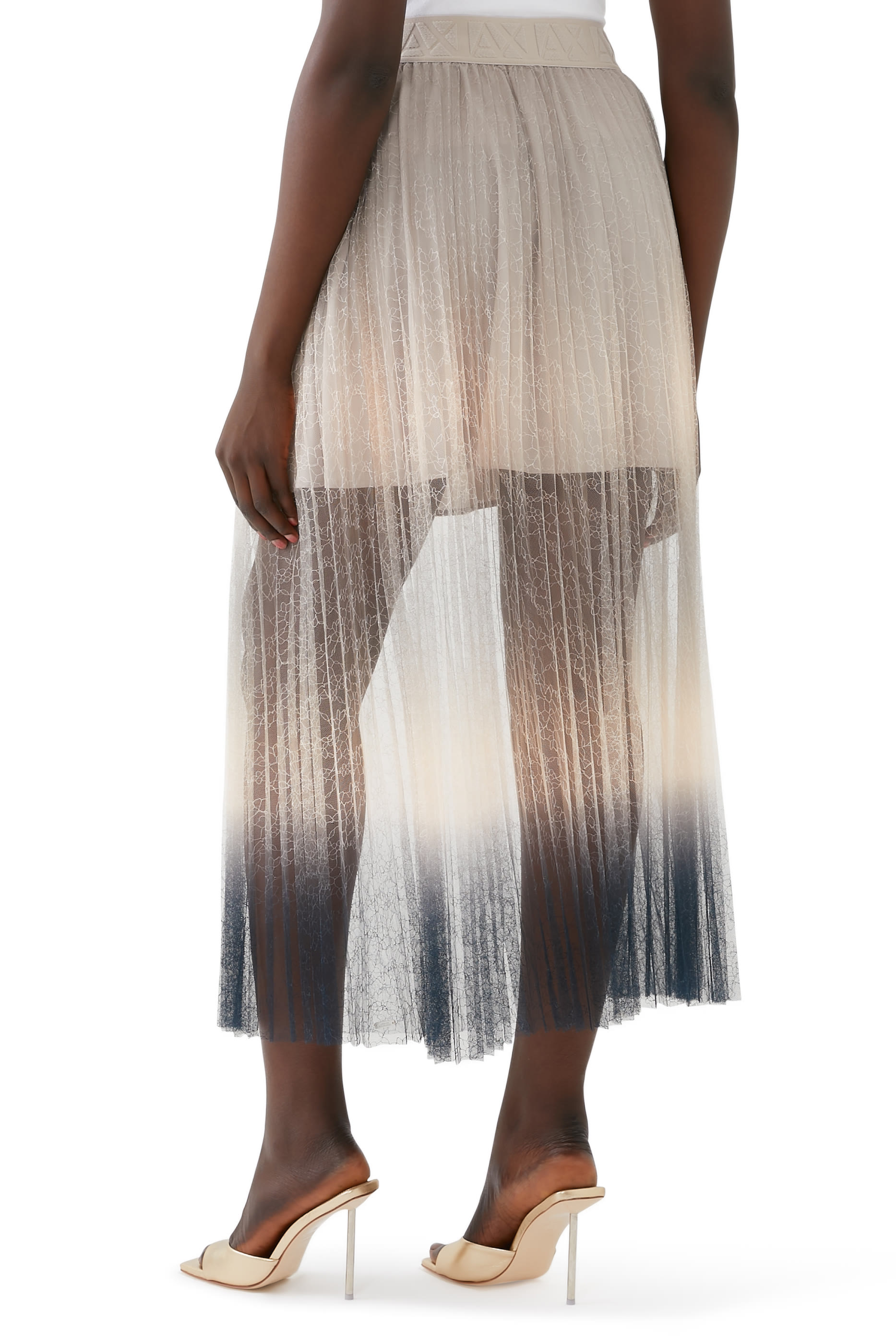 Plisse Lace Midi Skirt