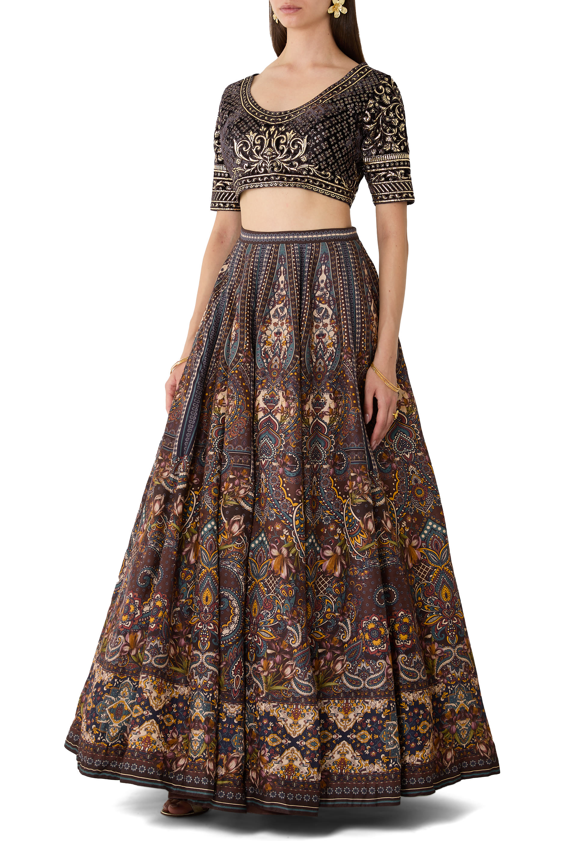  Printed Lehenga Set with Chrome Blouse