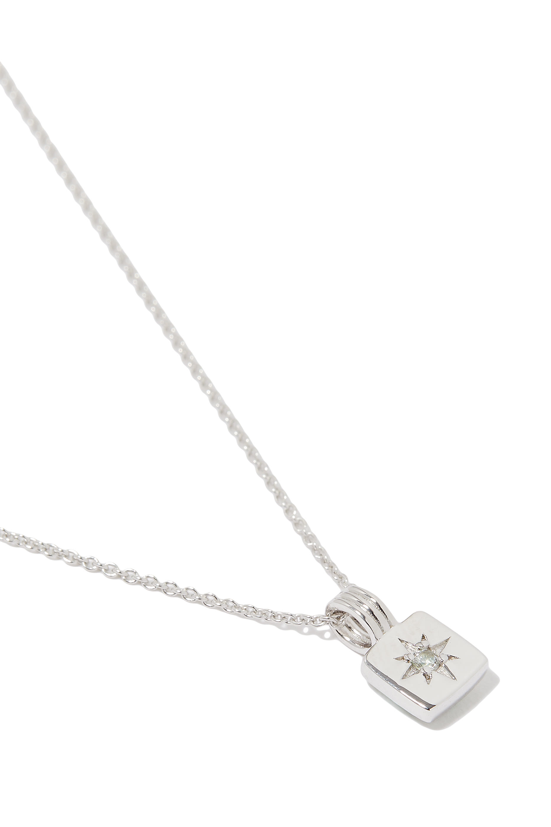 Engravable Star Ridge Pendant Necklace, Rhodium Plated on Sterling Silver