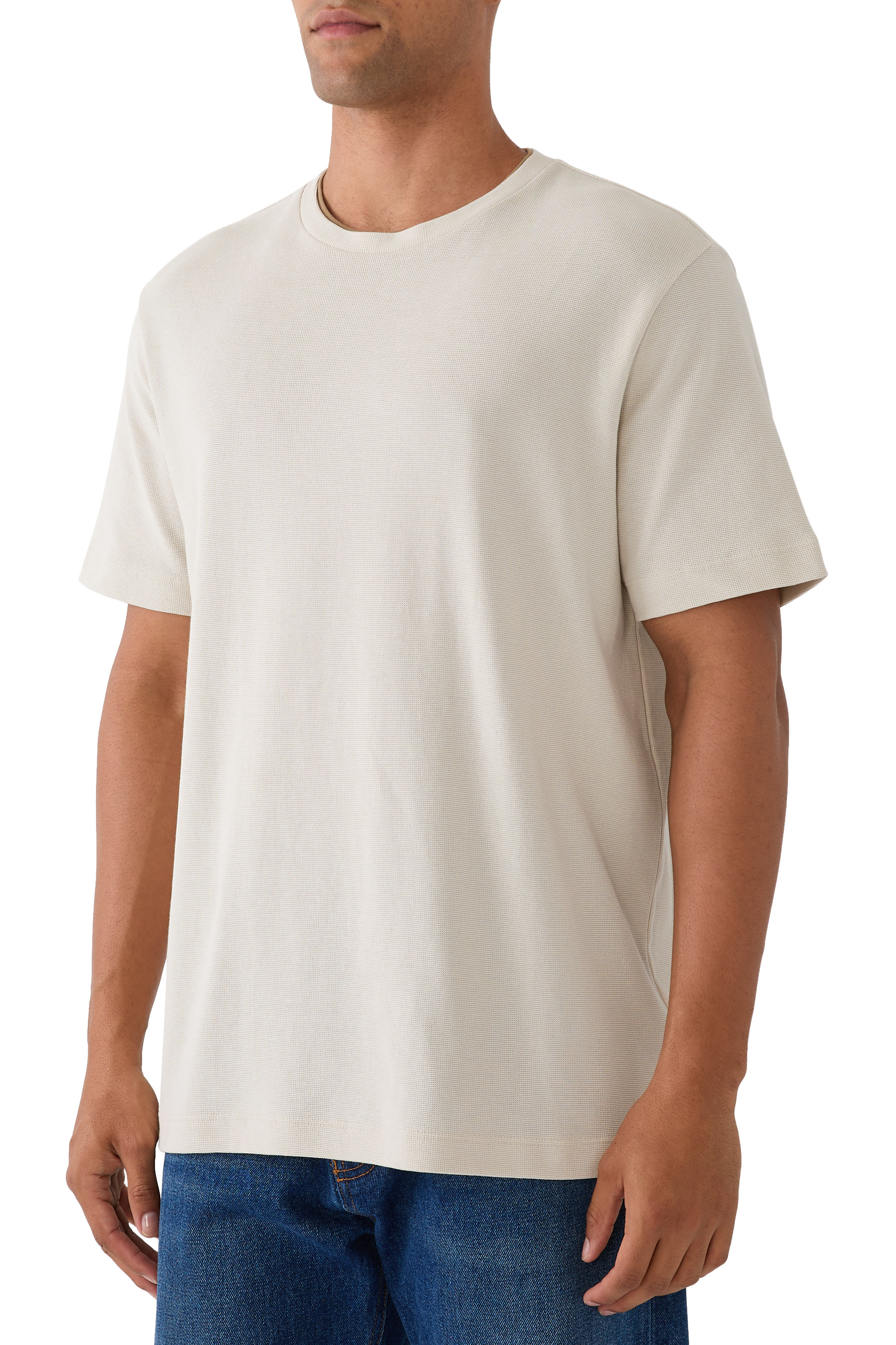 Micro Waffle Double Collar T-Shirt