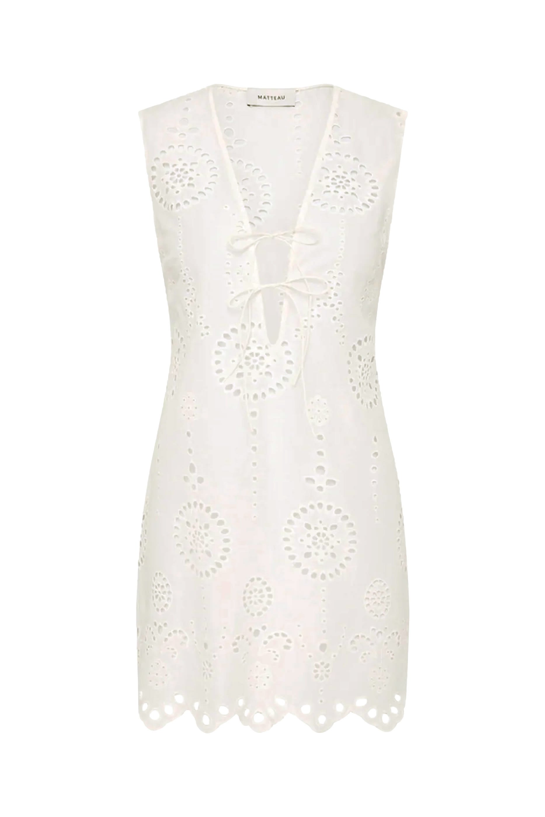 Broderie Tie Mini Dress
