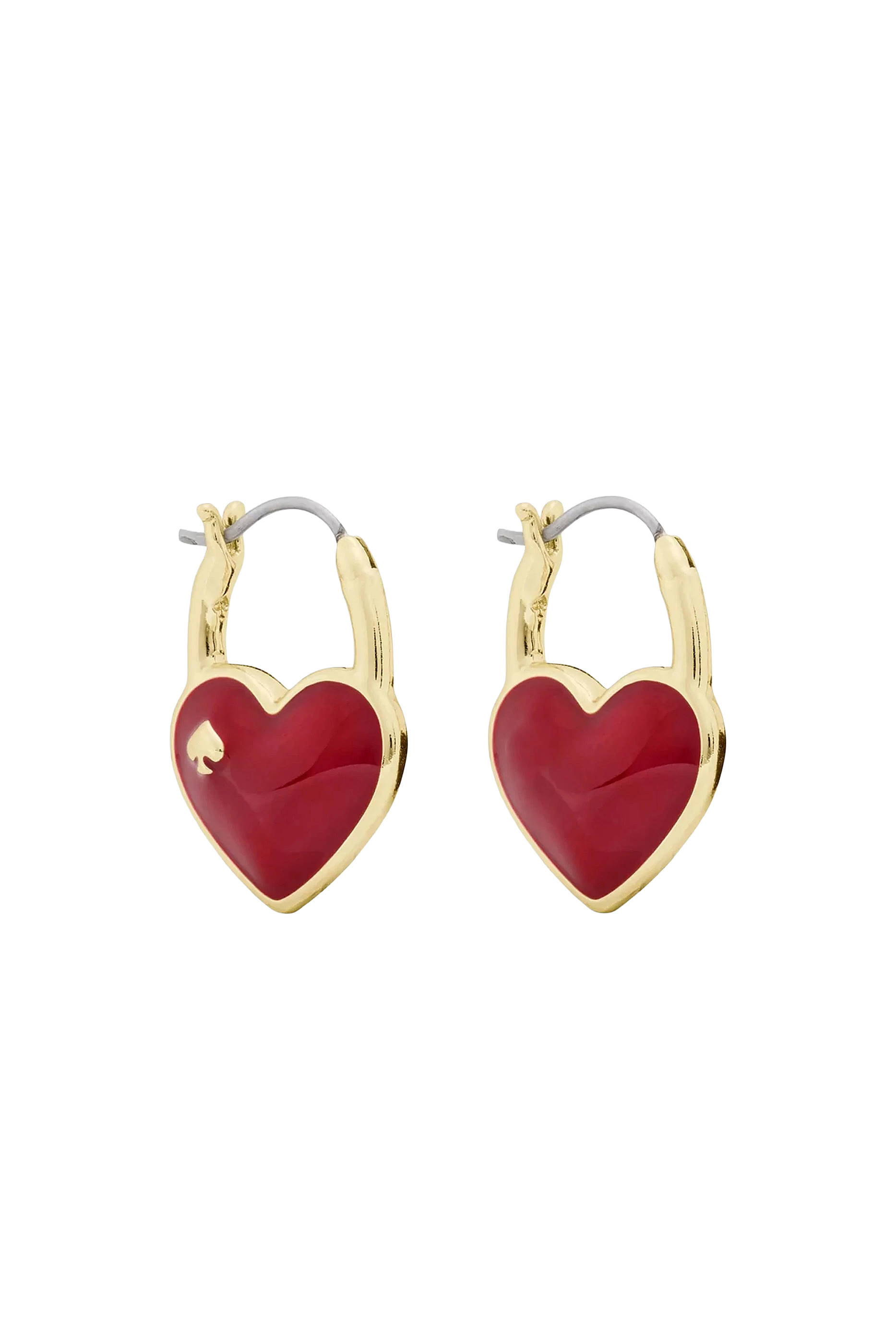 Heart Spade Huggies, Stainless Steel Posts & Enamel