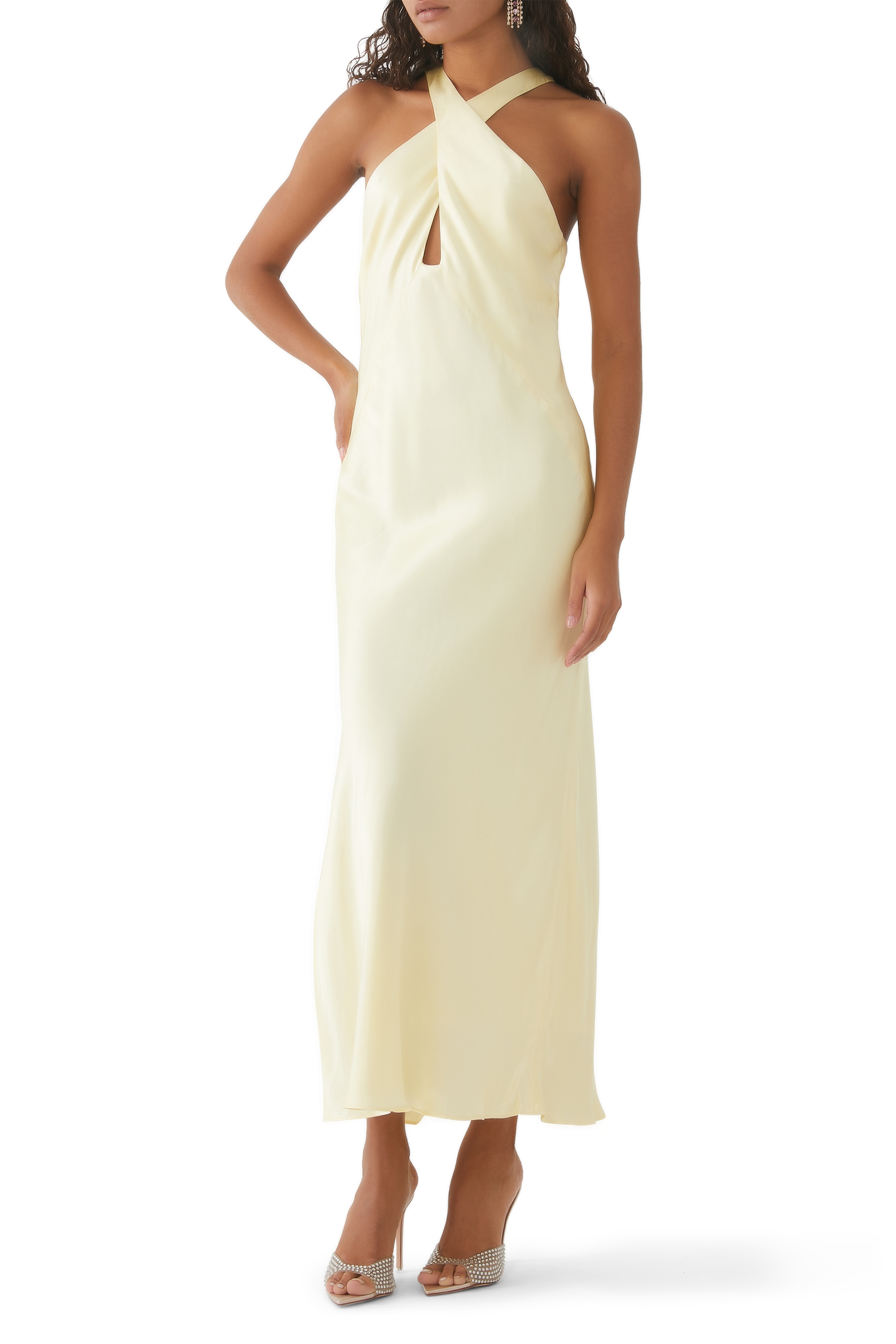 La Lune Cross Front Keyhole Midi Dress