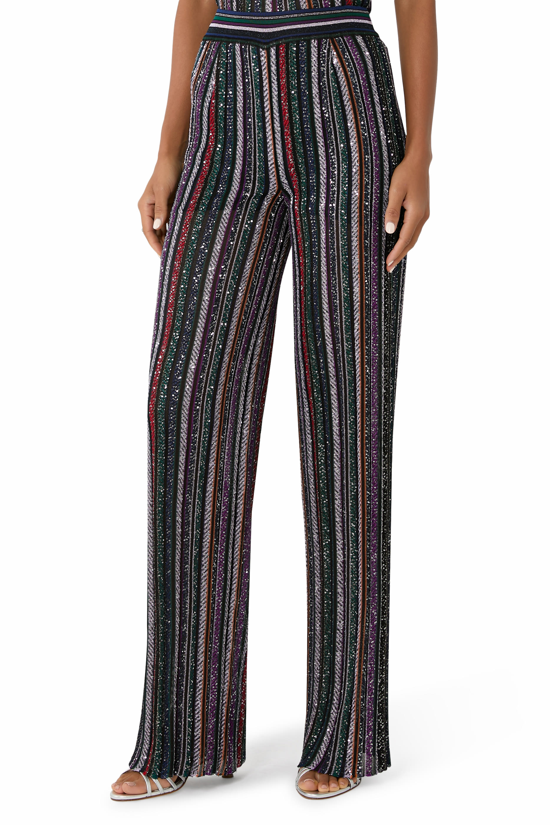 Long Pants in Herringbone Stripe Knit