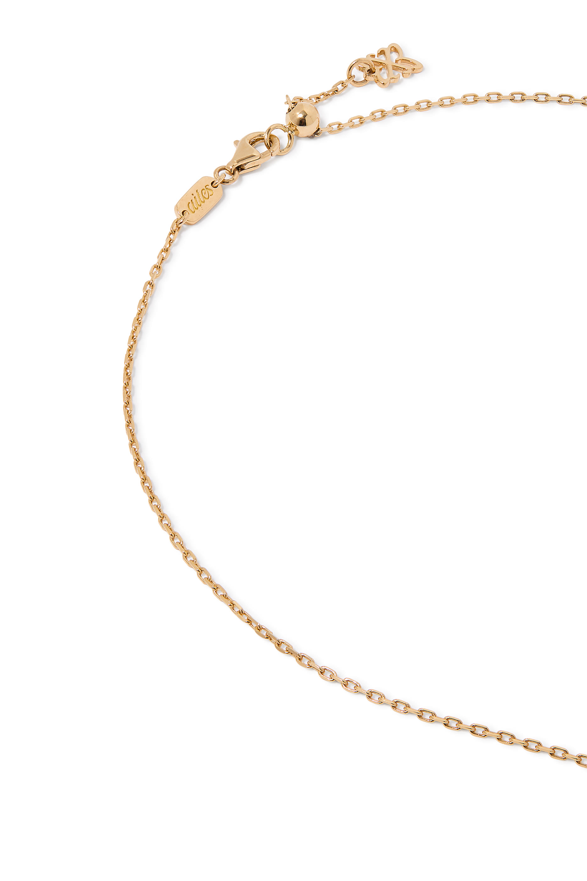 Letter 'F' Tennis Racket Necklace,  18K Yellow Gold with Diamonds & Sapphires