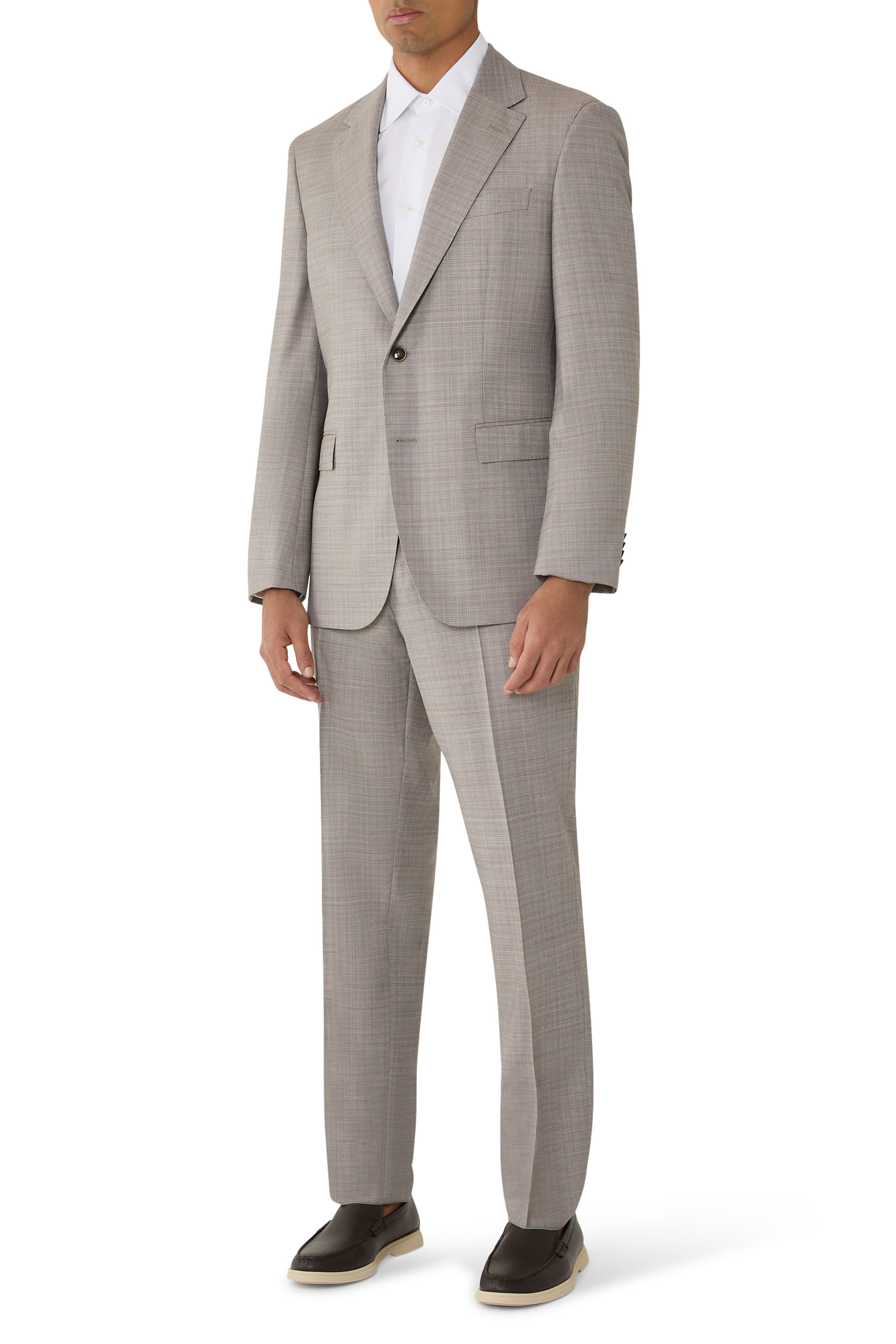 Checked Regular-Fit Suit in Virgin Wool