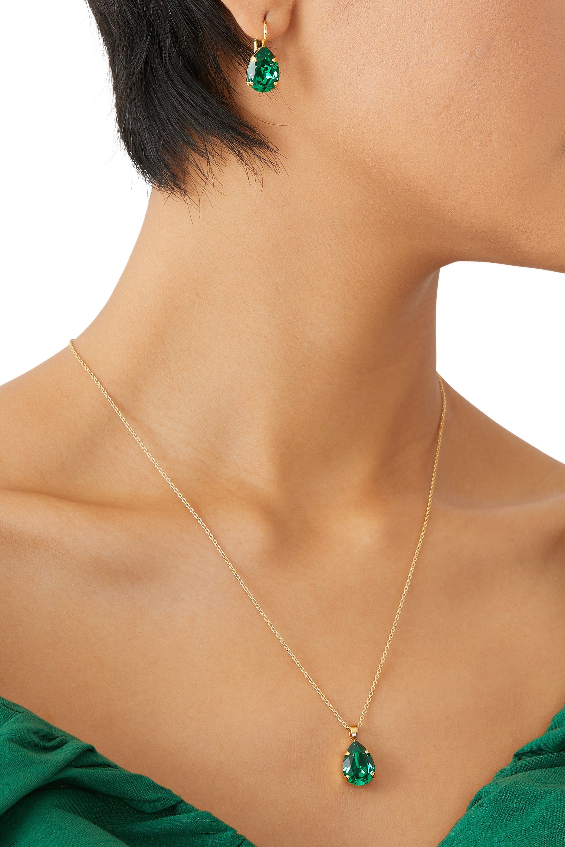 Mini Drop Necklace, 18k Gold-Plated Metal & Swarovski Crystals