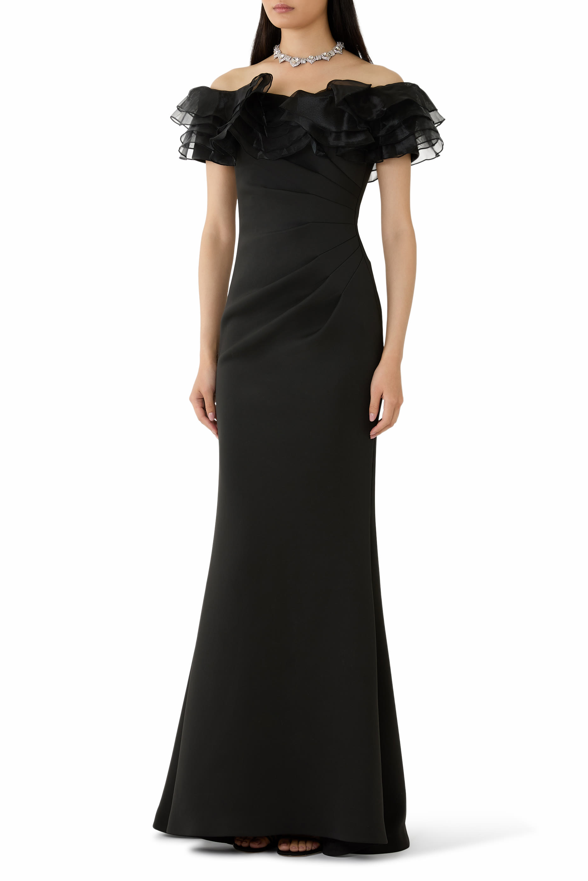 Ruffle Off-Shoulder Gown