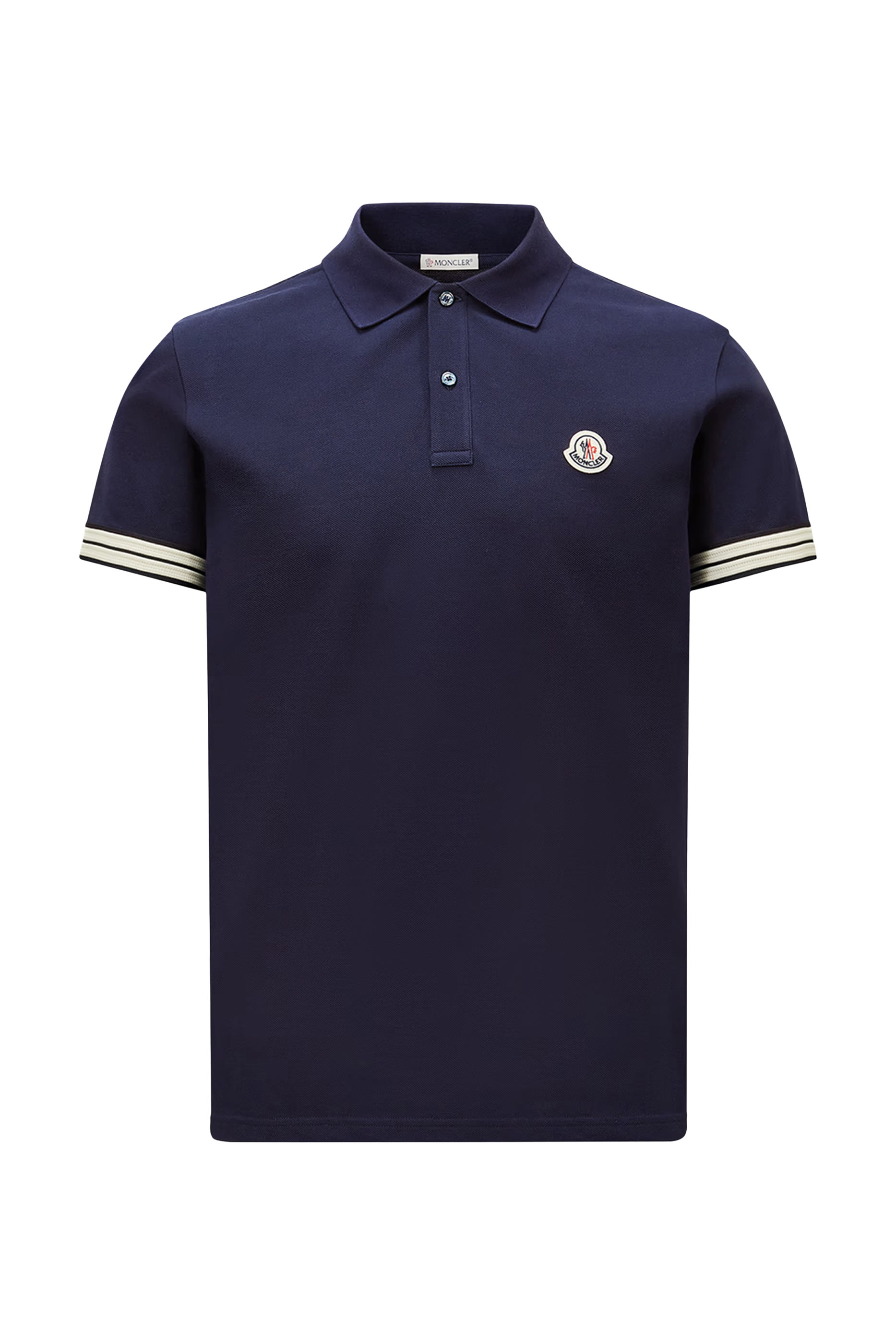 Striped Trim Cotton Piquet Polo Shirt