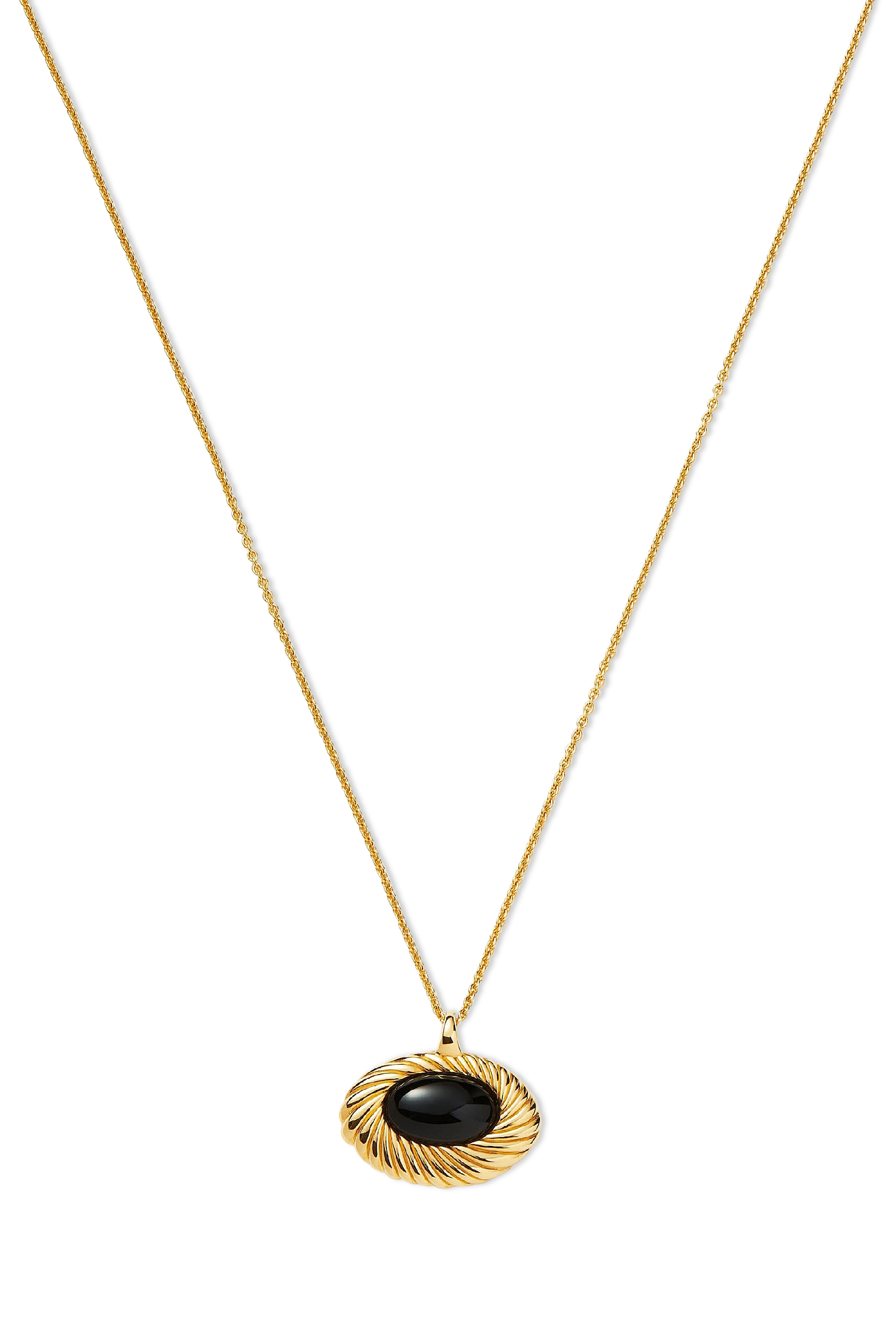 Wavy Ridge Pendant Necklace, 18K Gold-Plated Brass