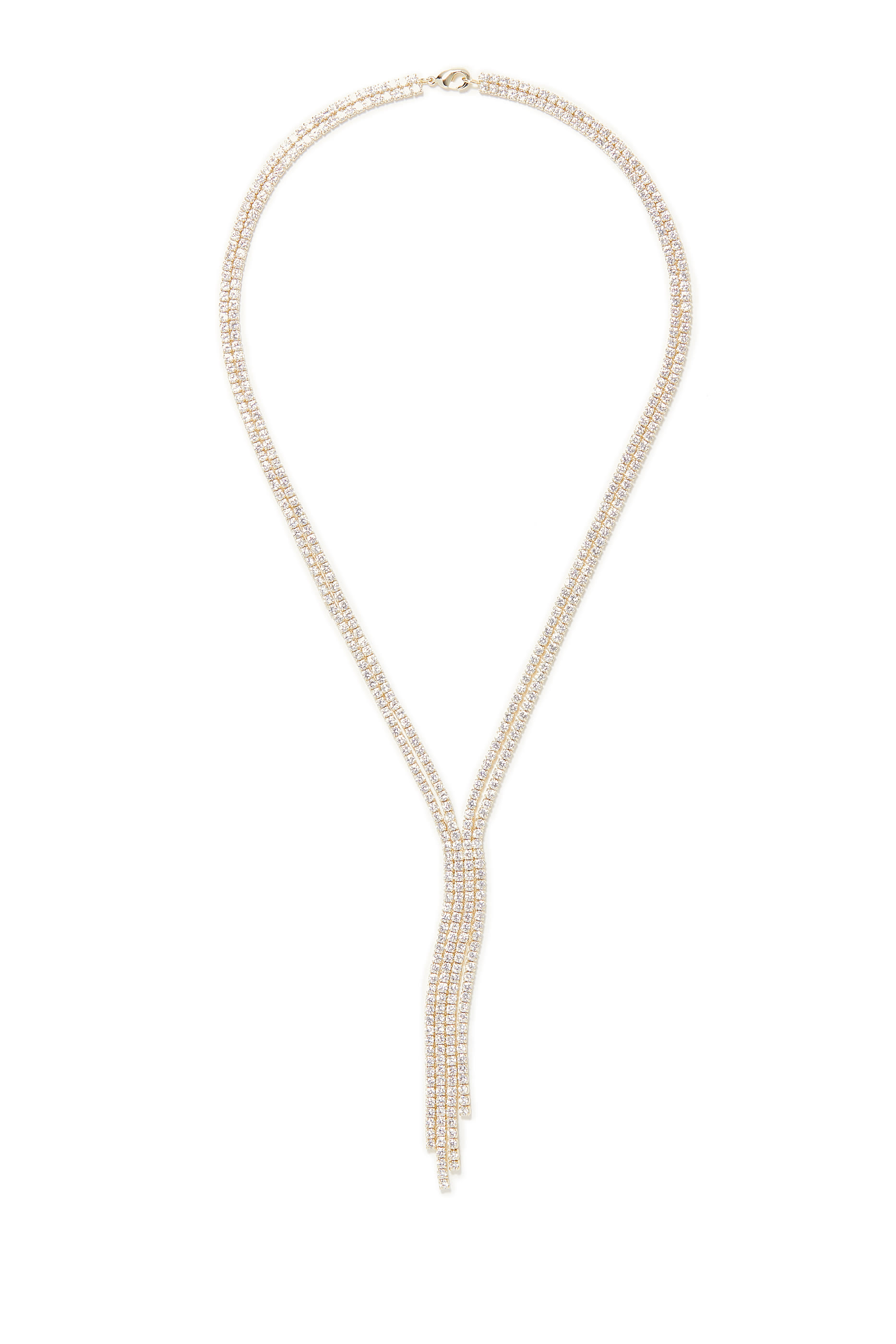 Round Fringe Necklace, Gold-Plated Brass & Cubic Zirconia