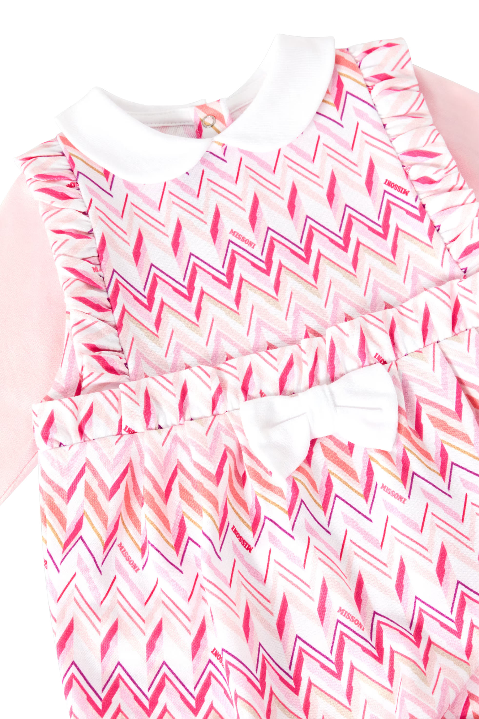 Kids Chevron Jersey Peter Pan Collar Babygrow & Hat Set