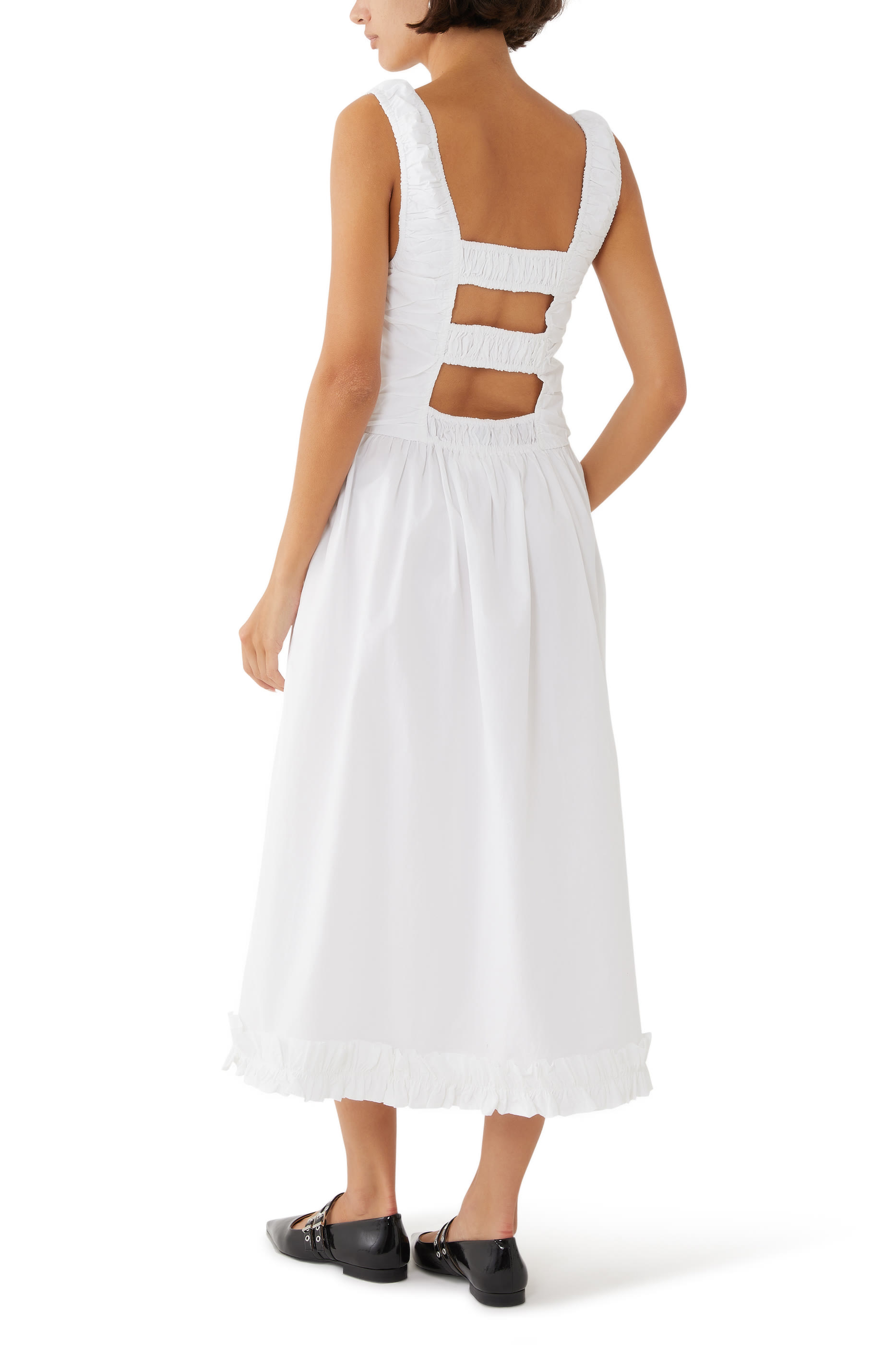 Midi Strap Cotton Poplin Smock Dress