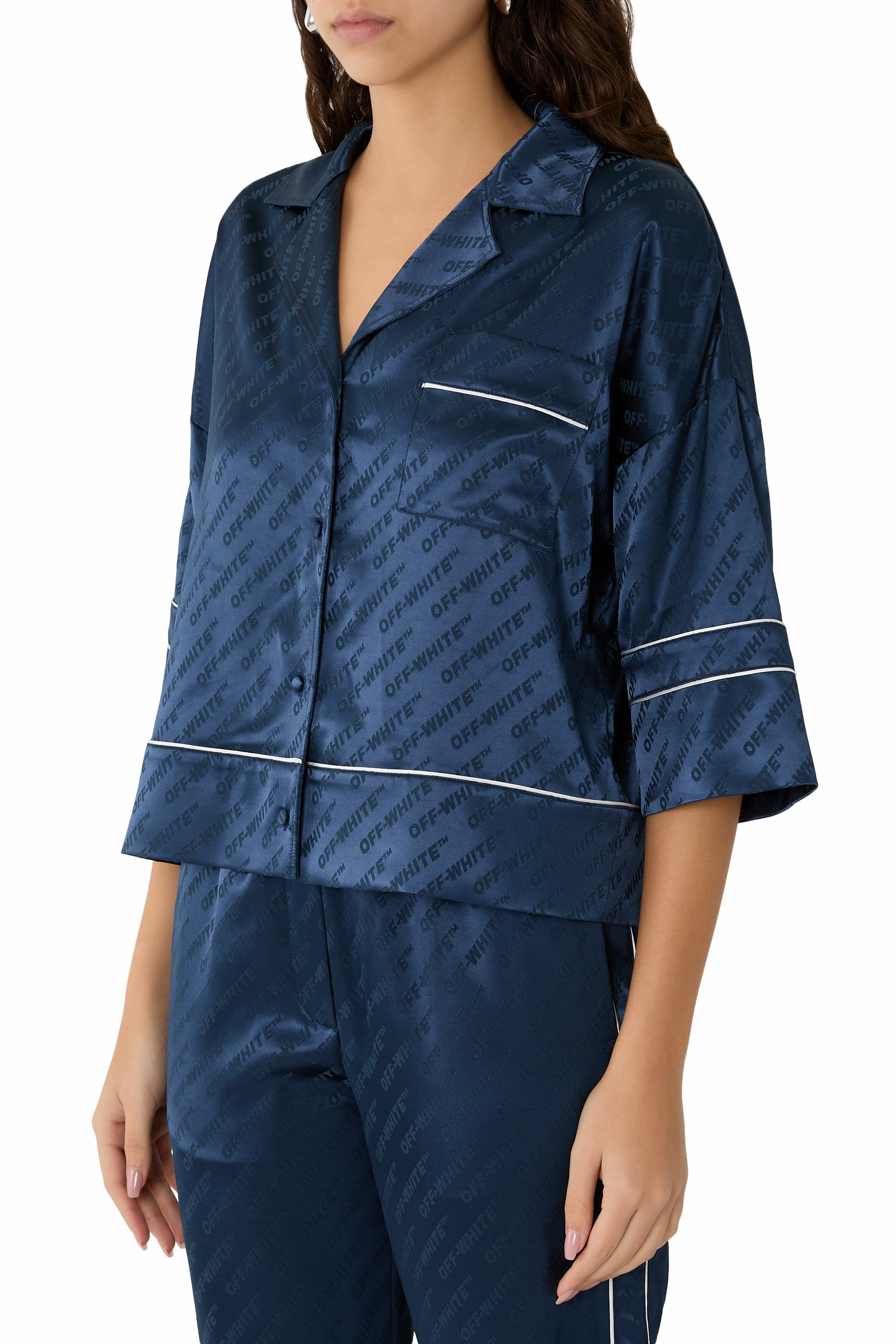Jacquard Satin Pajama Shirt