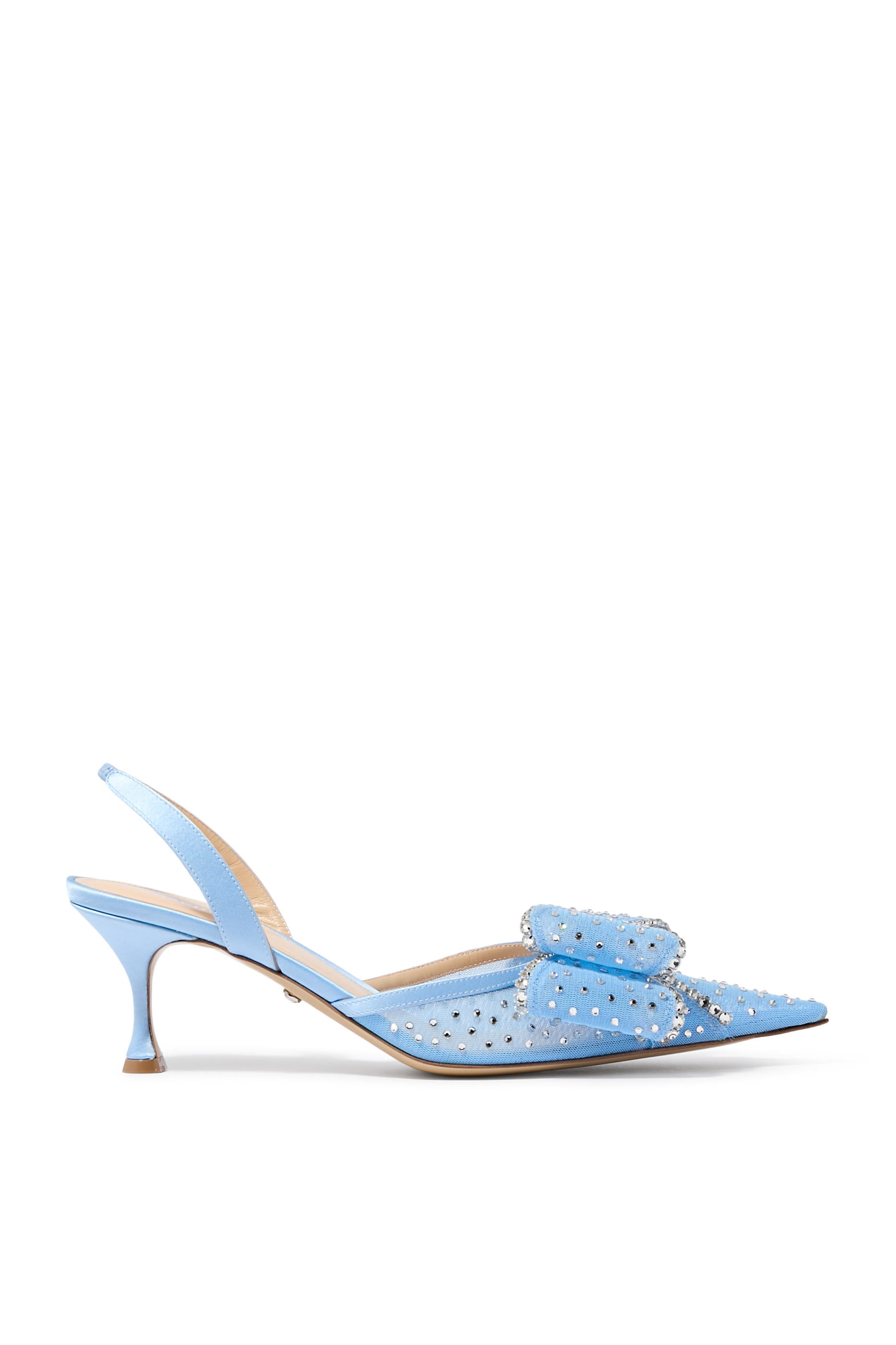 Le Cadeau Crystal Mesh Kitten Slingback Sandals 65